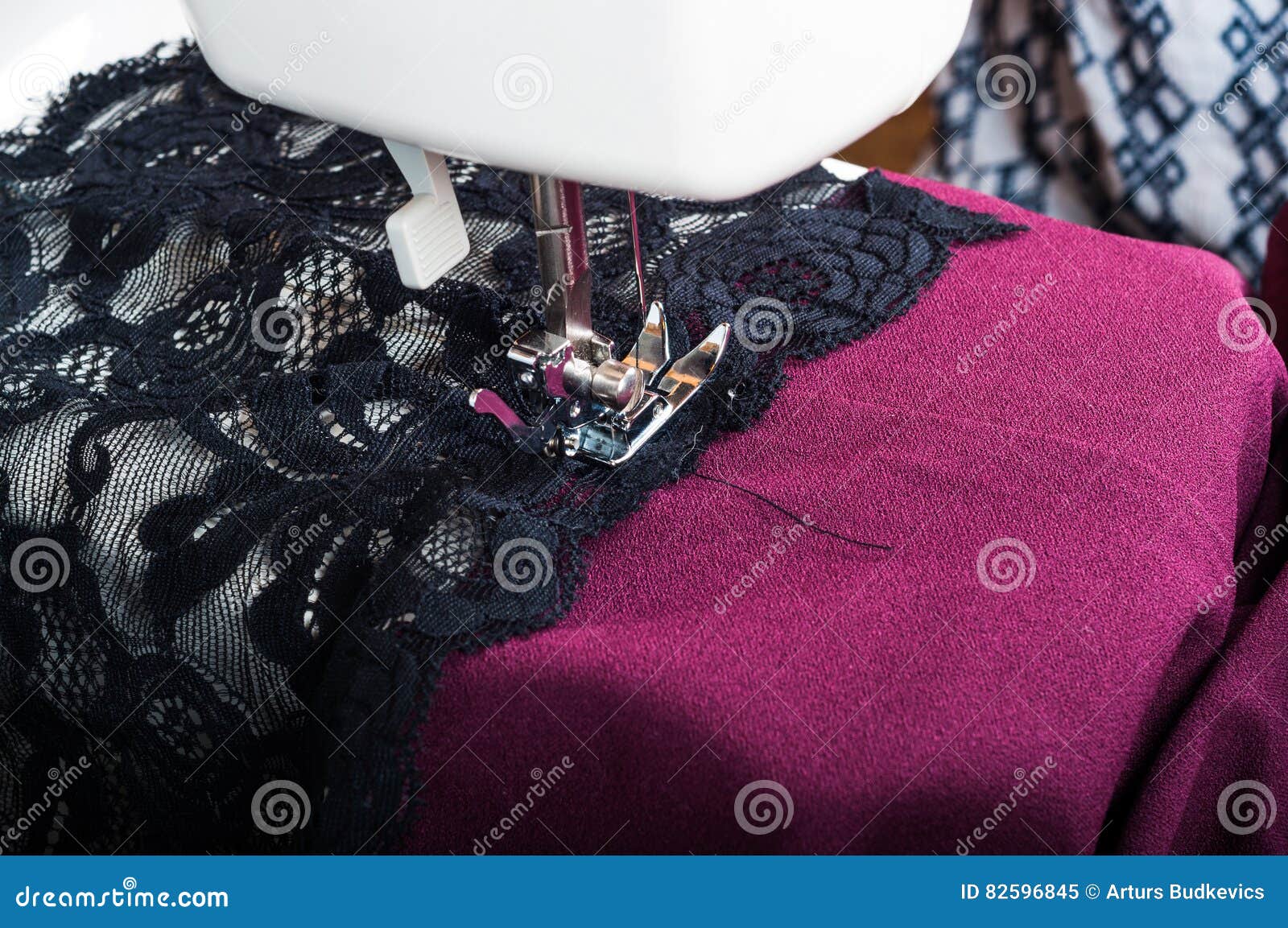 Sewing Dress with Sewing Machine Stock Image Image of dress, design
