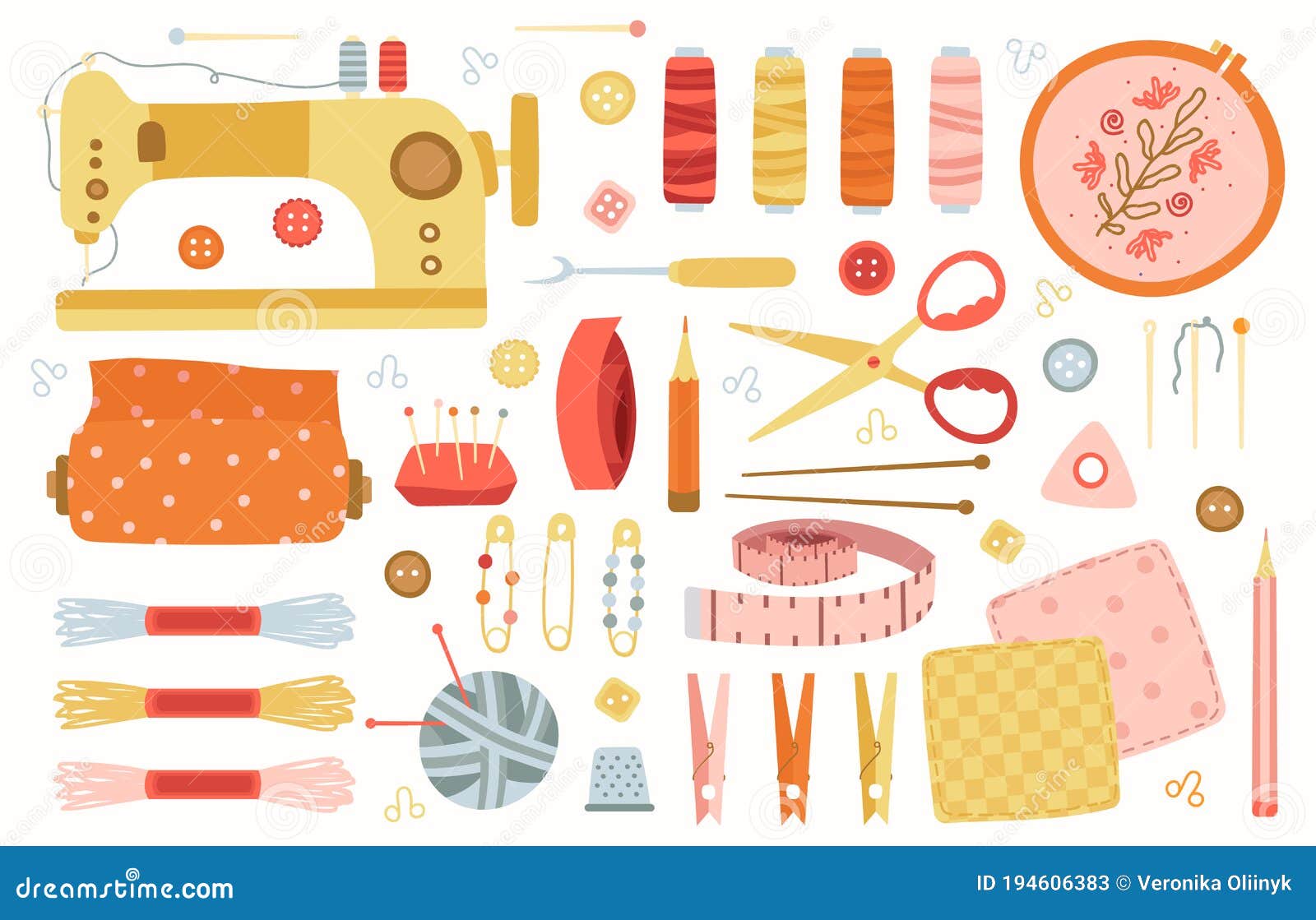 Sewing Elements. Needlework Handmade Hobby Tools, Sewing, Needlework