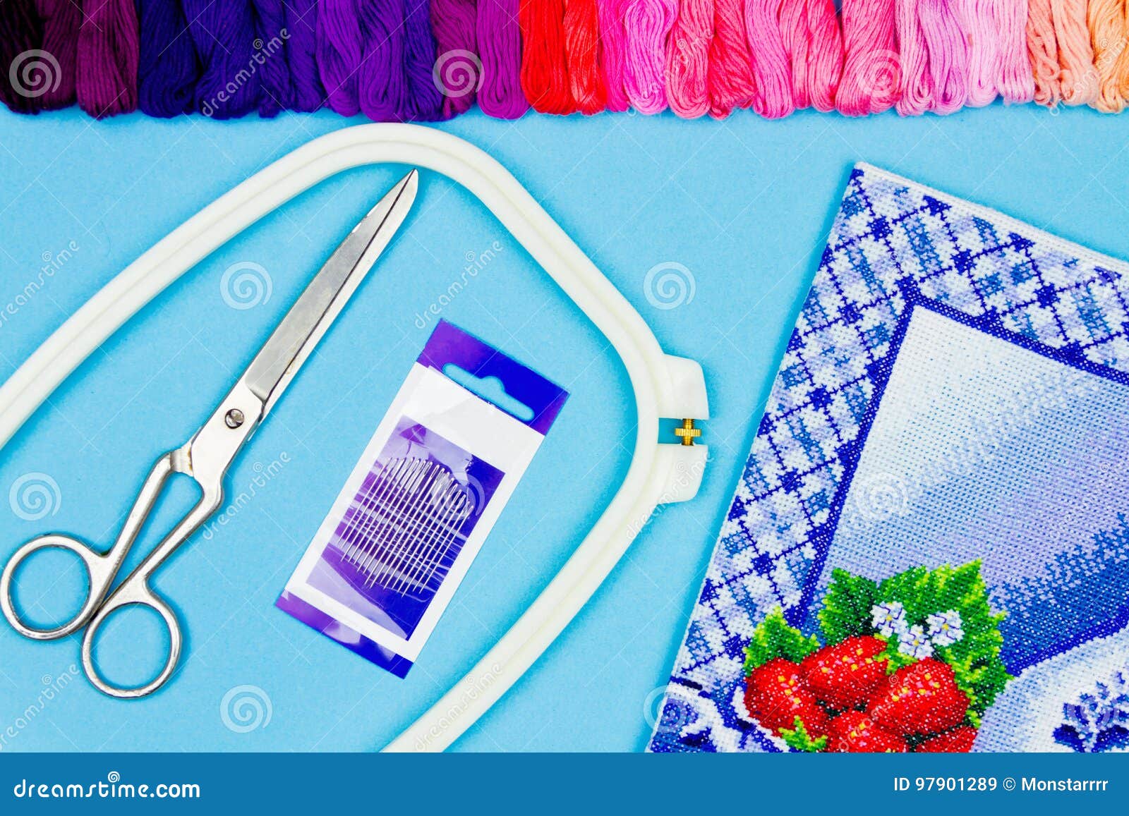 Sewing and Embroidery / Workplace Stock Image Image of white
