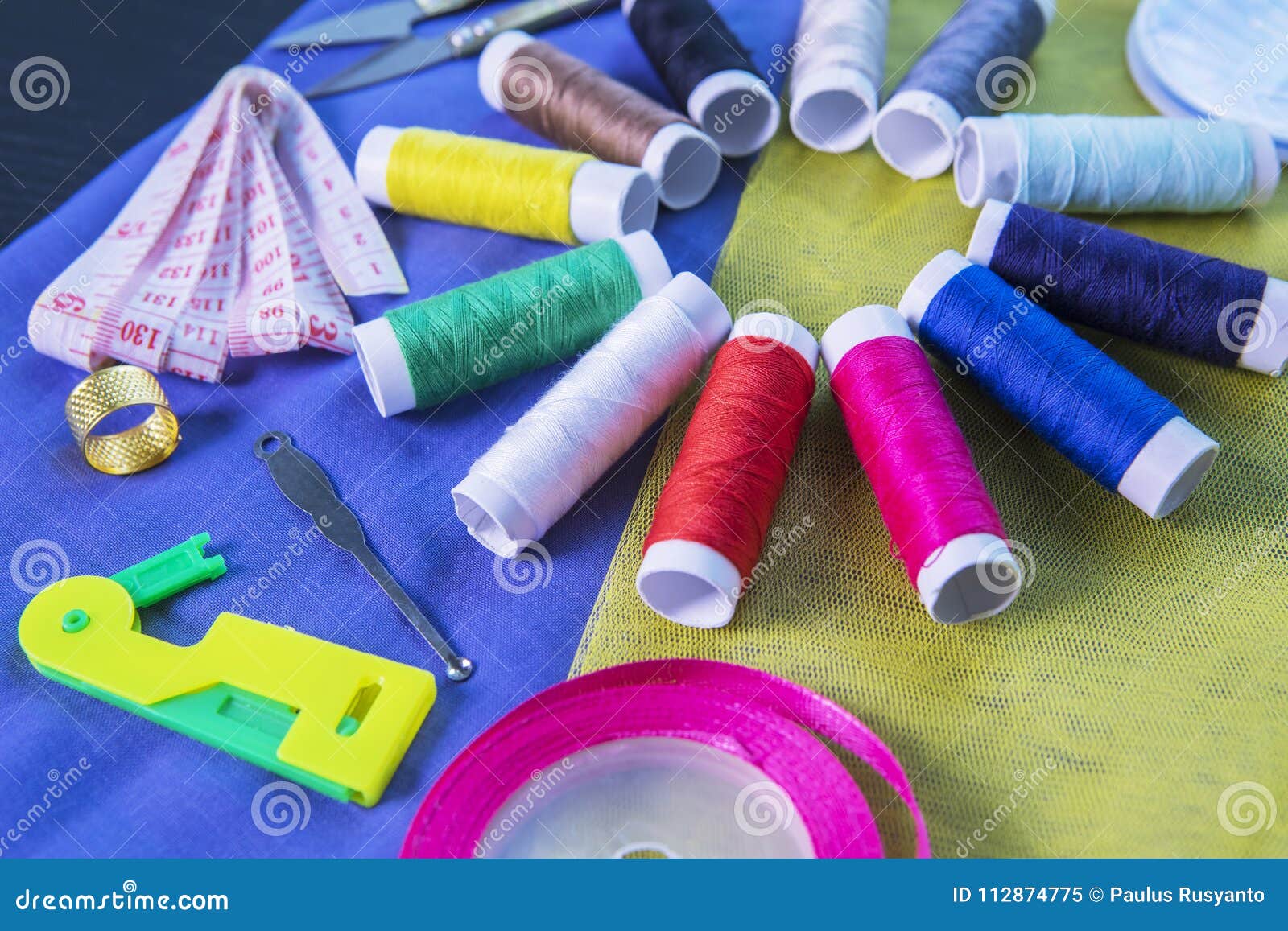 Sewing Equipment with Colorful Yarn Stock Image Image of designer