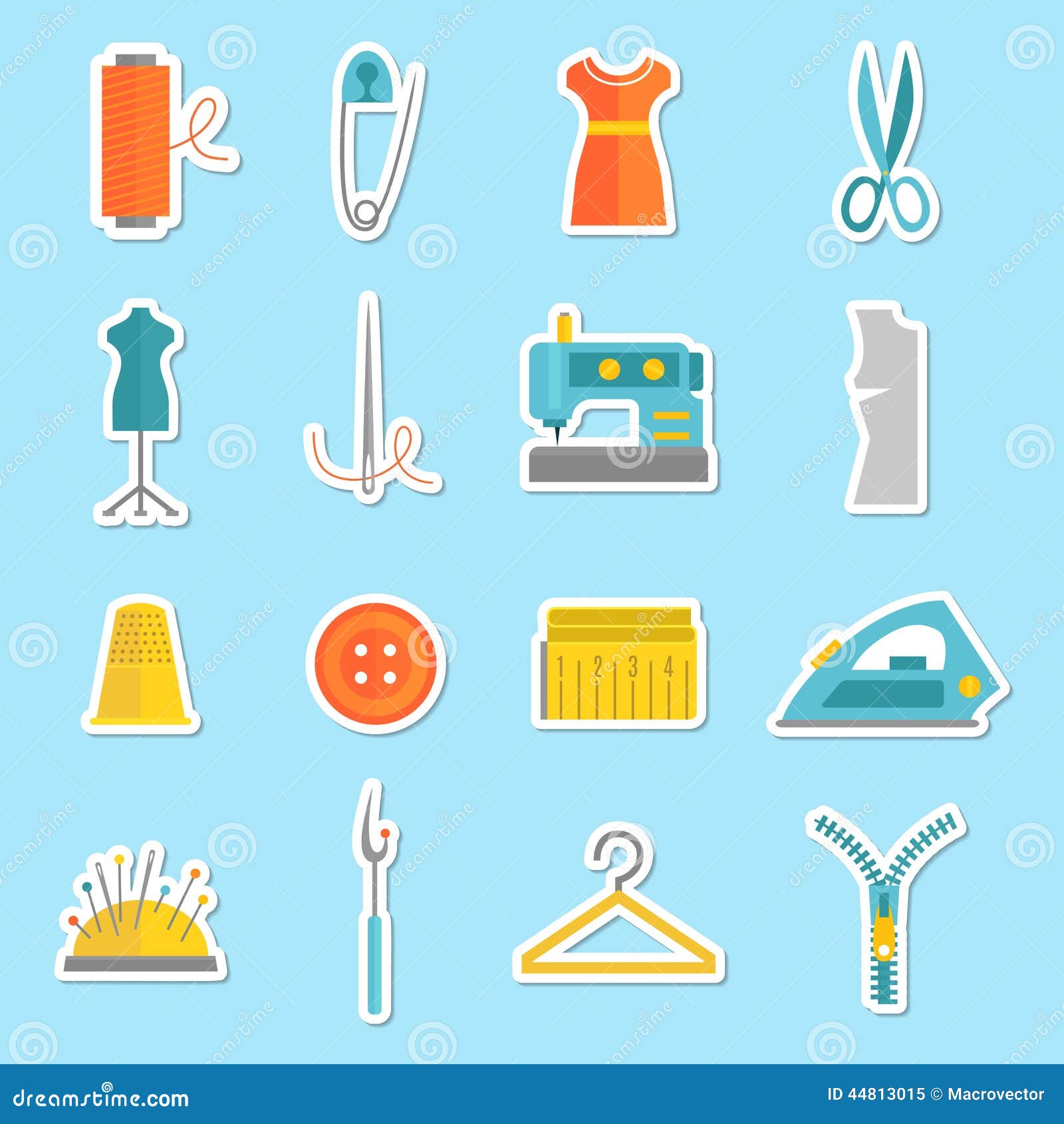 Sewing equipment stickers stock vector. Illustration of badge 44813015