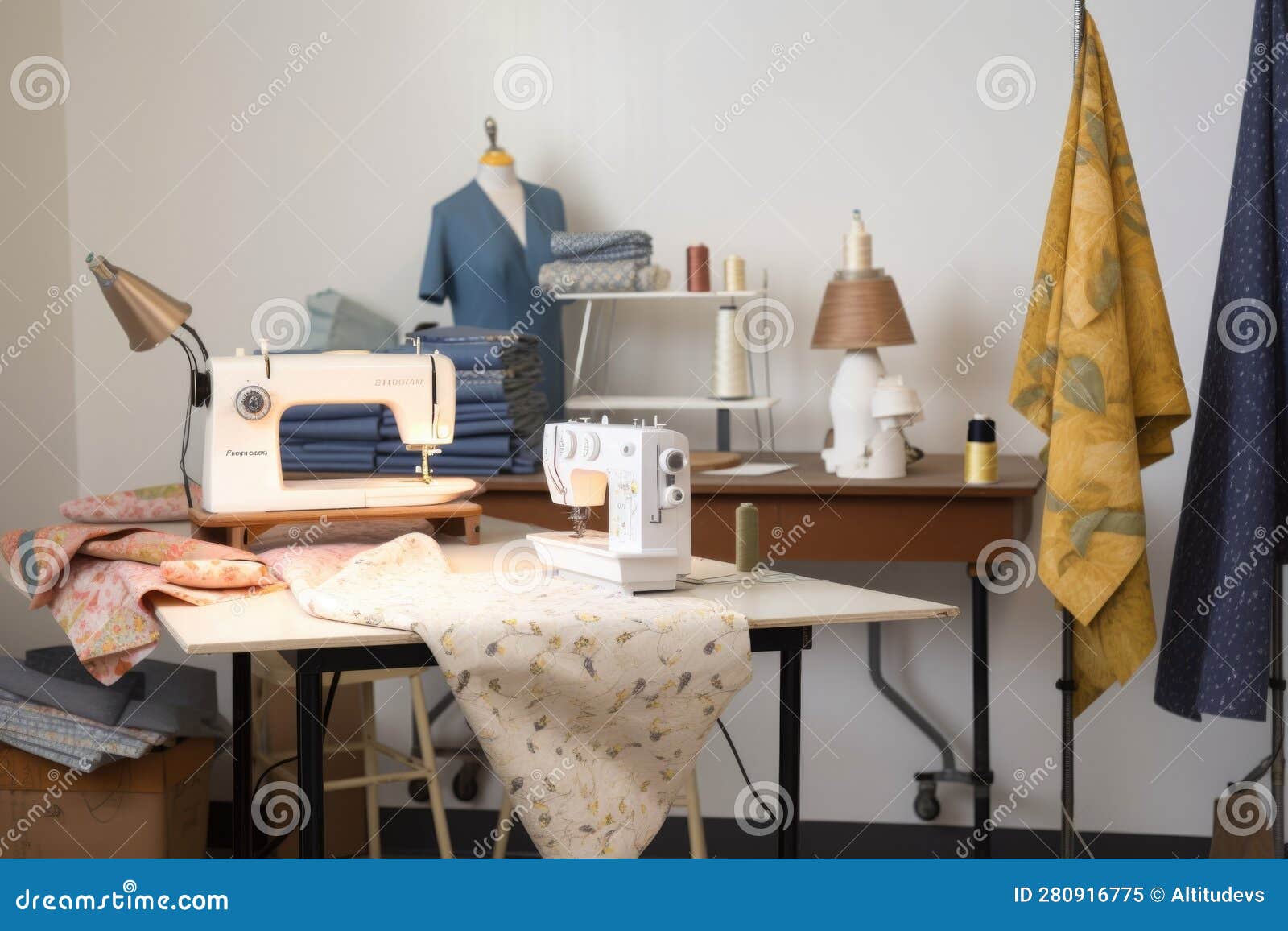 Sewing and Fabric Projects in a Studio Setting, with Sewing Machine and