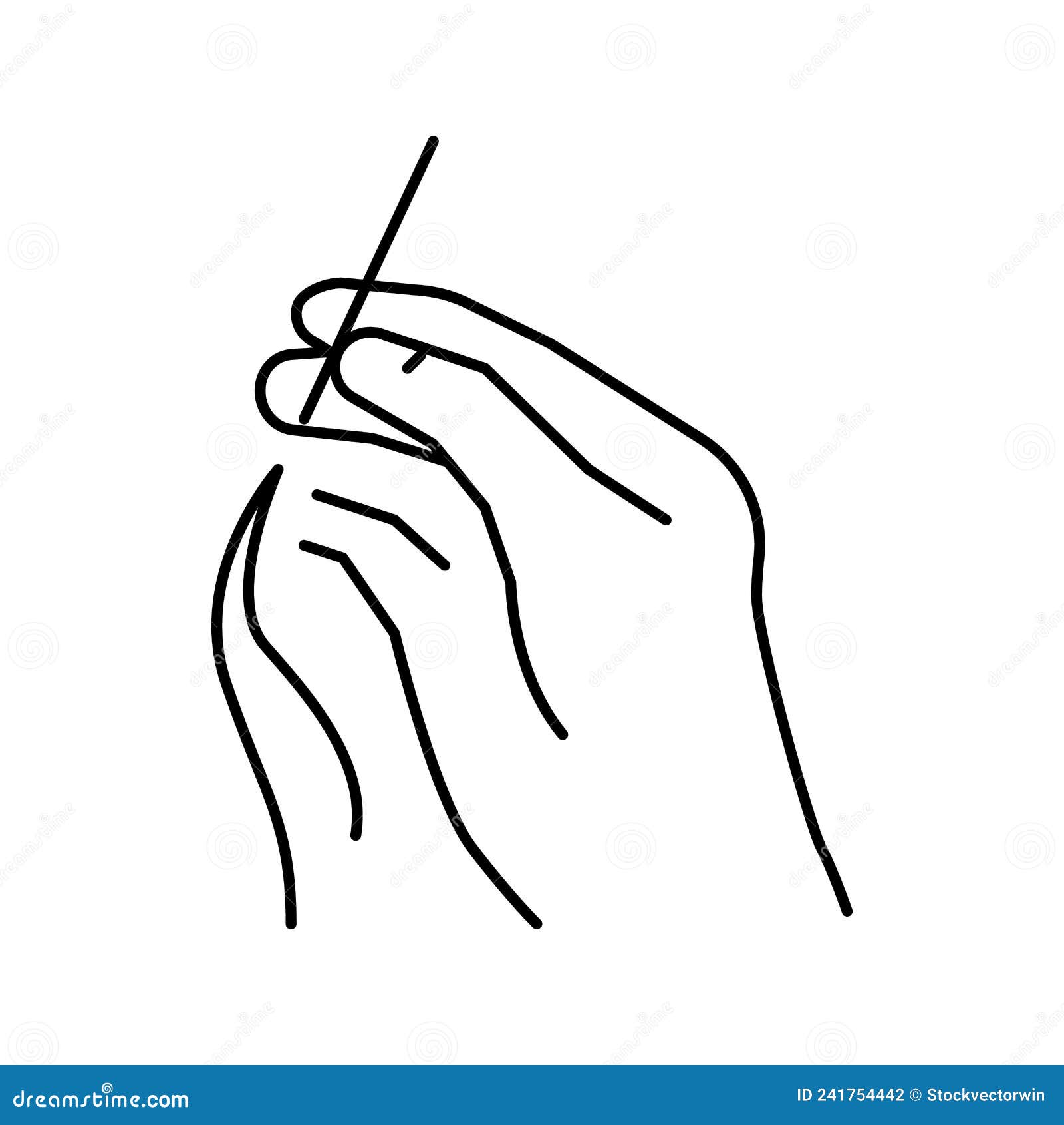 Sewing Hand Holding Needle with Thread Line Icon Vector Illustration ...