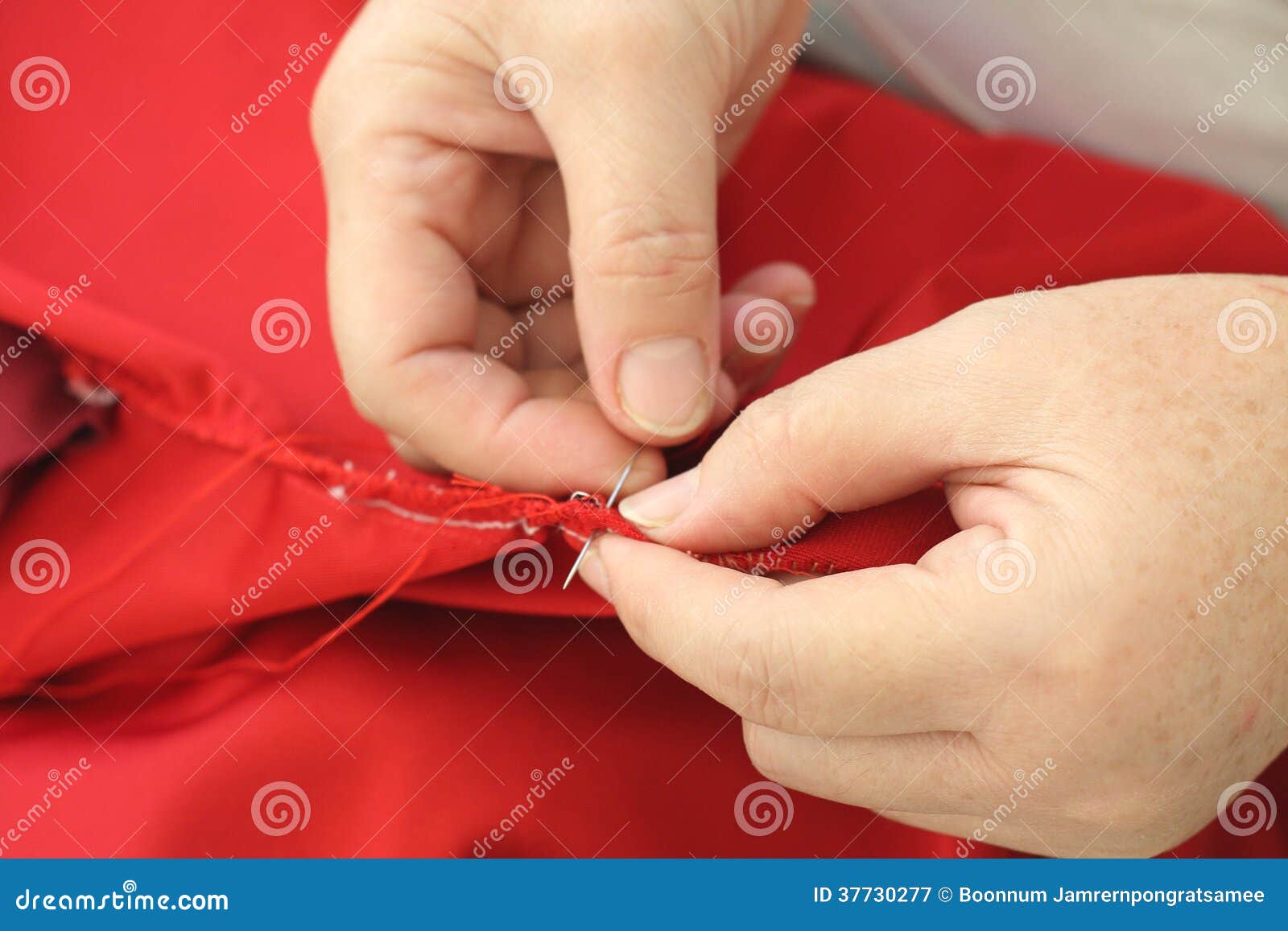 Sewing by Hand , Repair Clothing by Hand Stock Image Image of thread, hand 37730277