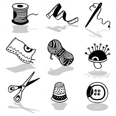 Sewing icons stock vector. Illustration of white, sewing - 10202936