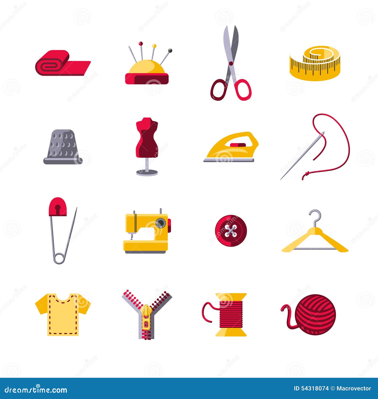 Sewing Icons Set stock vector. Illustration of hanger - 54318074