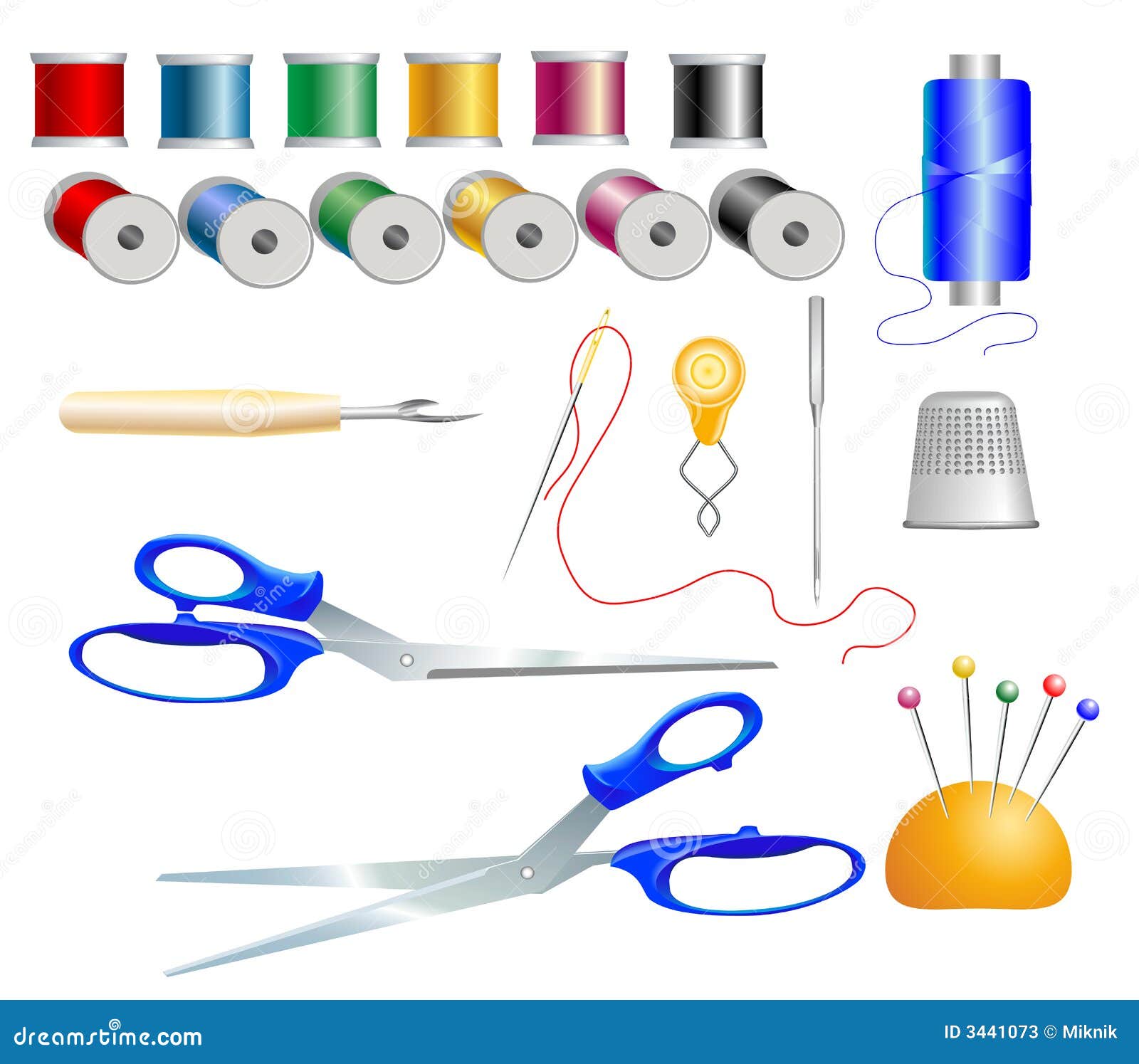 Sewing items stock vector. Illustration of needlecraft - 3441073