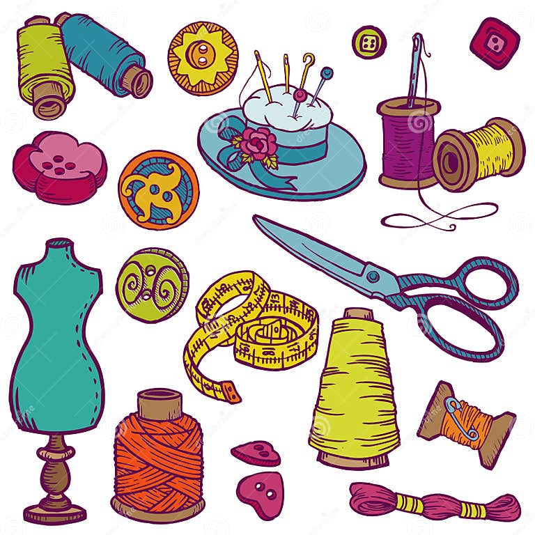 Sewing Kit Doodles stock vector. Illustration of needlework - 29314792