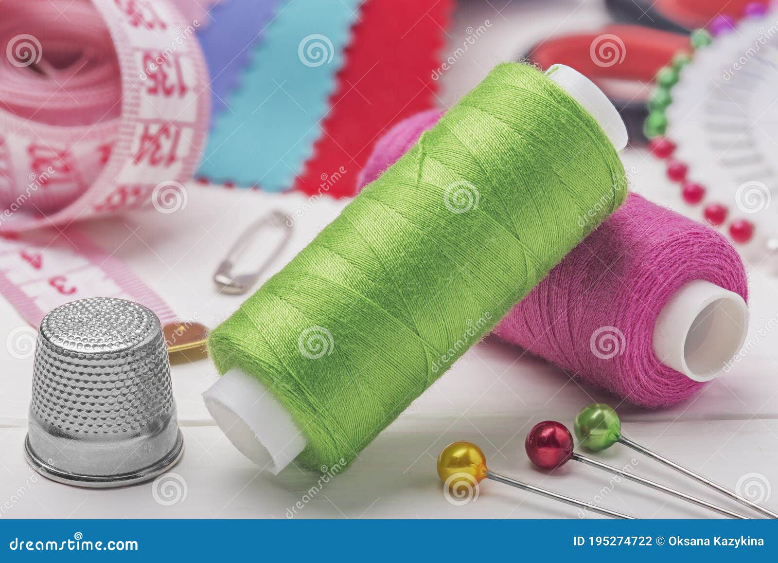 Sewing Kit Threads, Pin, Needle Thimble Stock Photo Image of thimble