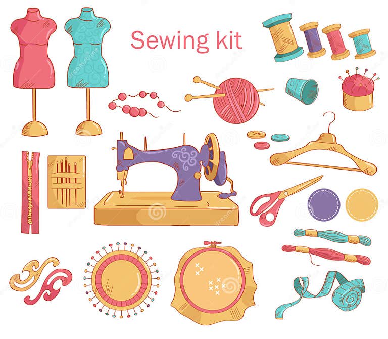 Sewing kit. Vector stock vector. Illustration of background 111706158