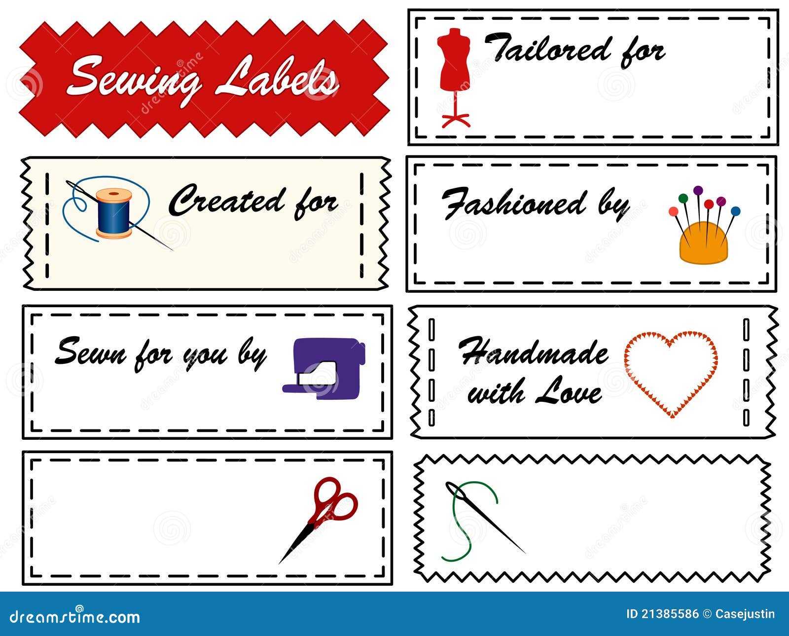 Sewing Labels stock vector. Image of blank, pincushion 21385586