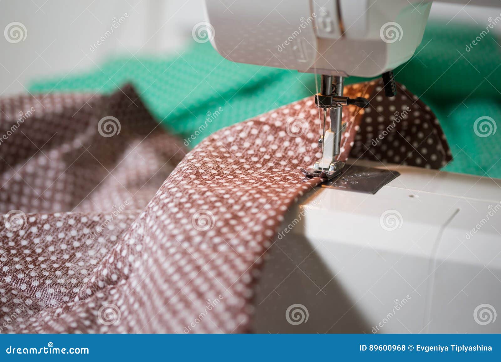 Sewing machine with cloth stock photo. Image of craft 89600968