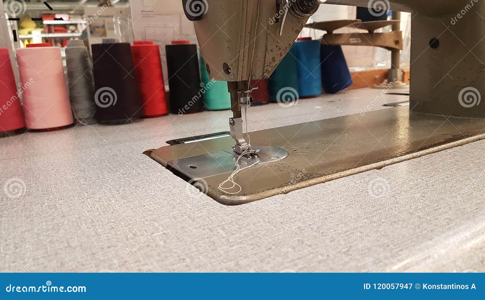 Sewing Machine Clothes Repair Old Stock Image Image of material