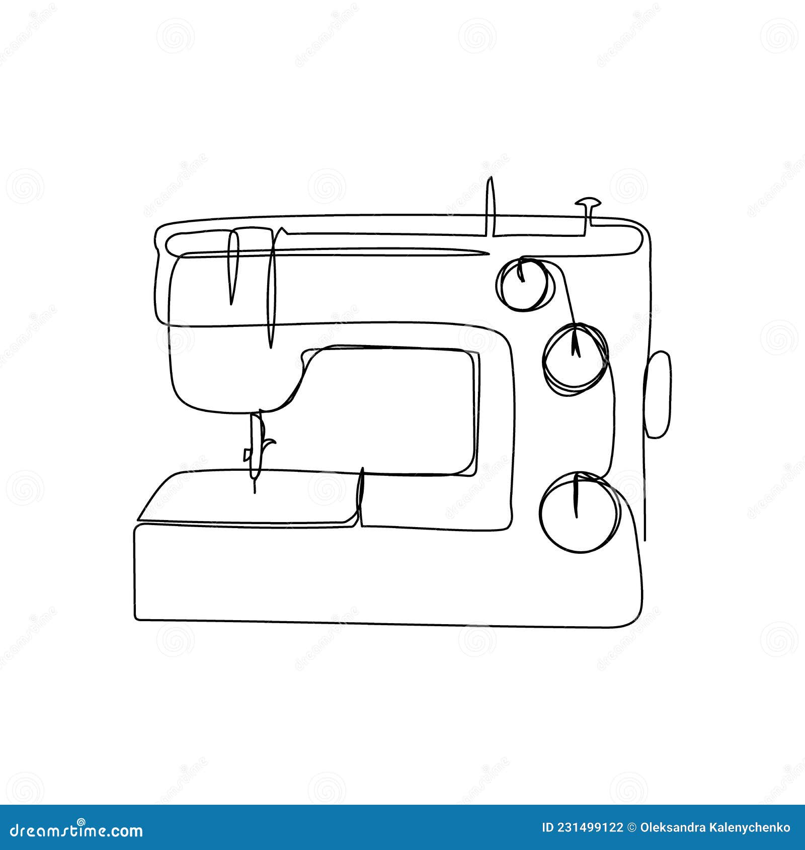 Sewing Machine Continuous Line Drawing. One Line Art of Home Appliance