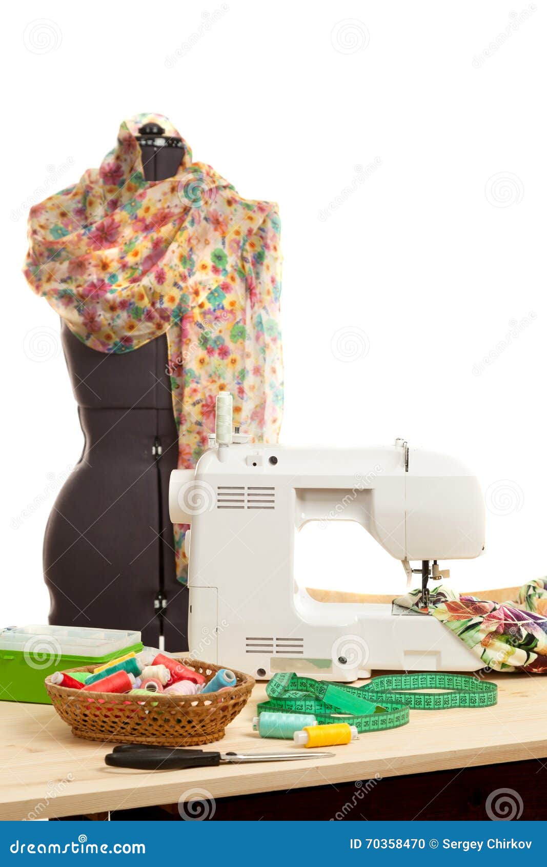 The Sewing Machine Costs on a Table Stock Photo Image of textile