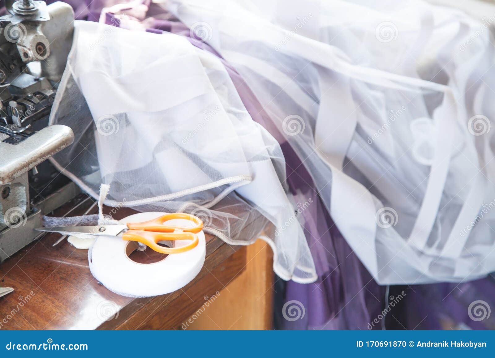 Tailor Workplace Female Hands Making Markings On Garment Details