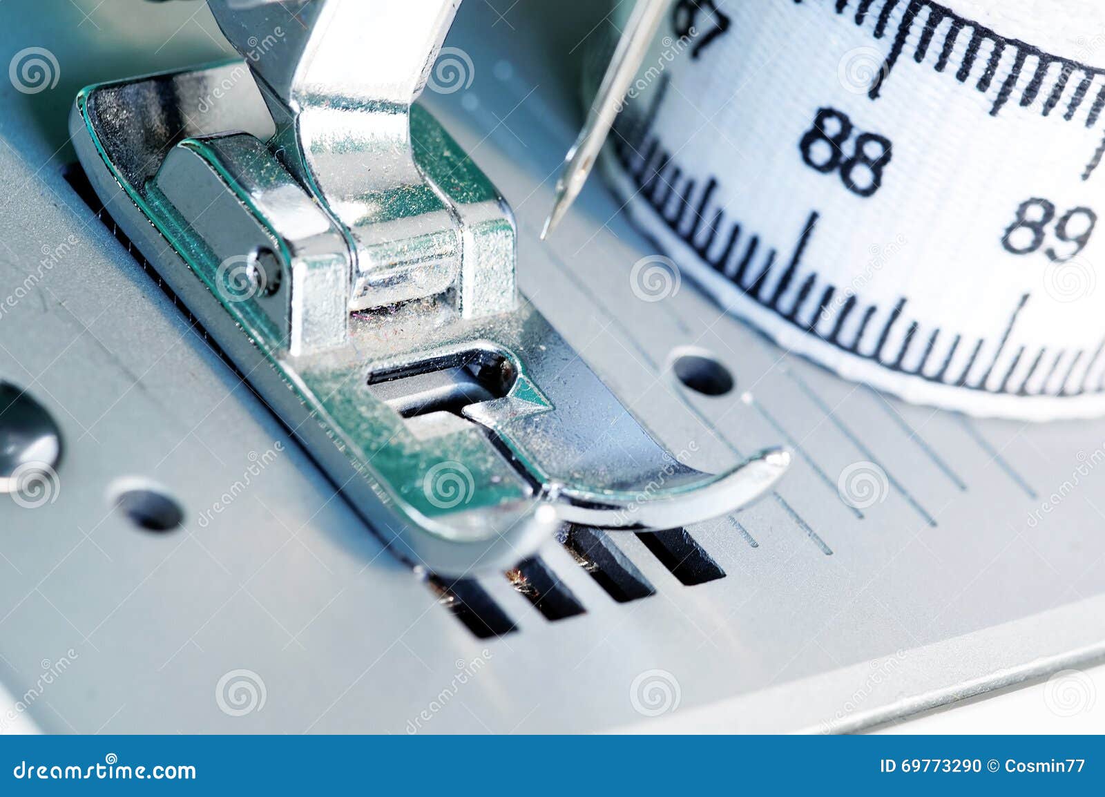 Sewing Machine Feet and a Tailors Tape Measure Stock Photo Image of