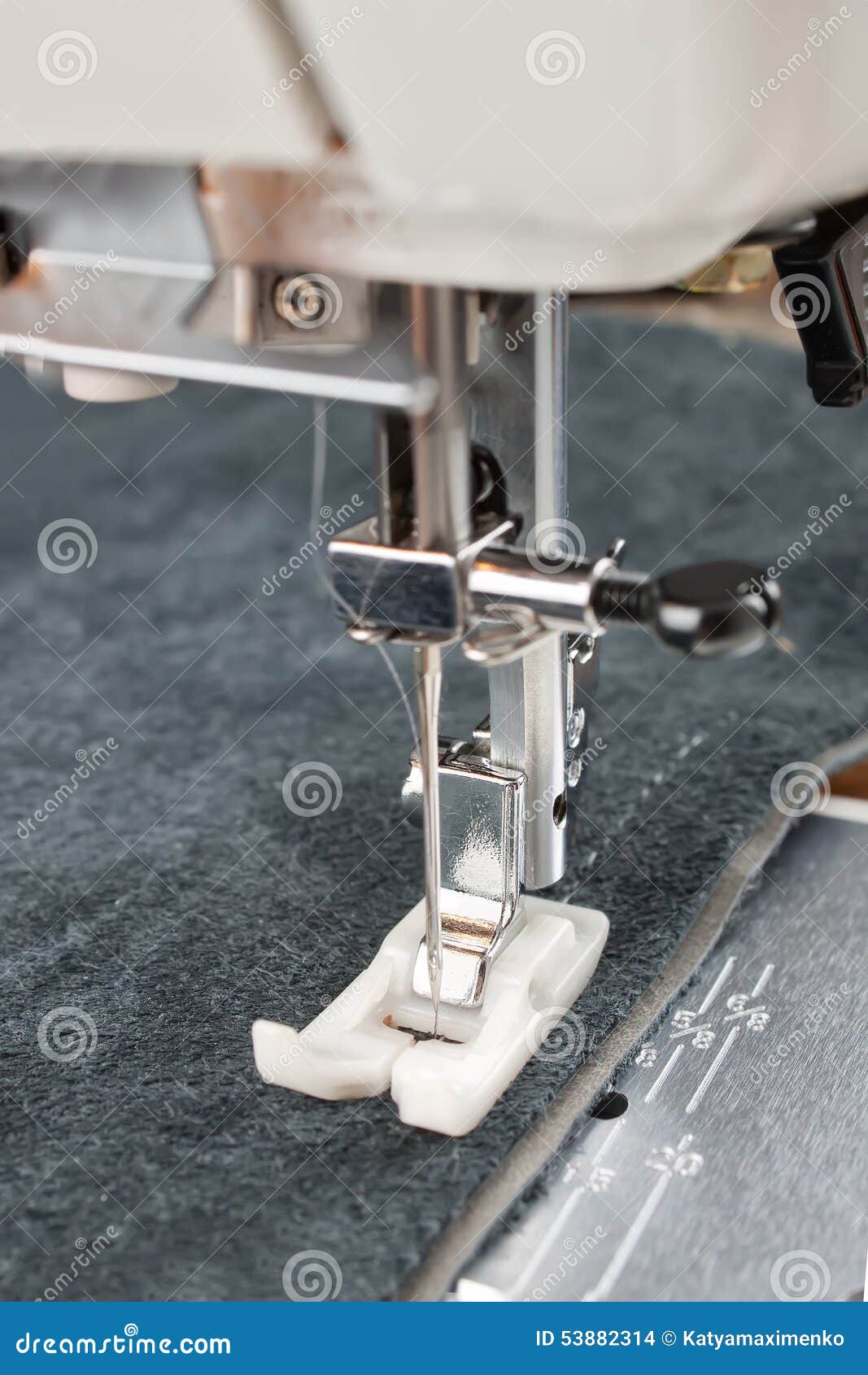Sewing Machine Foot and Item of Clothing Stock Photo Image of
