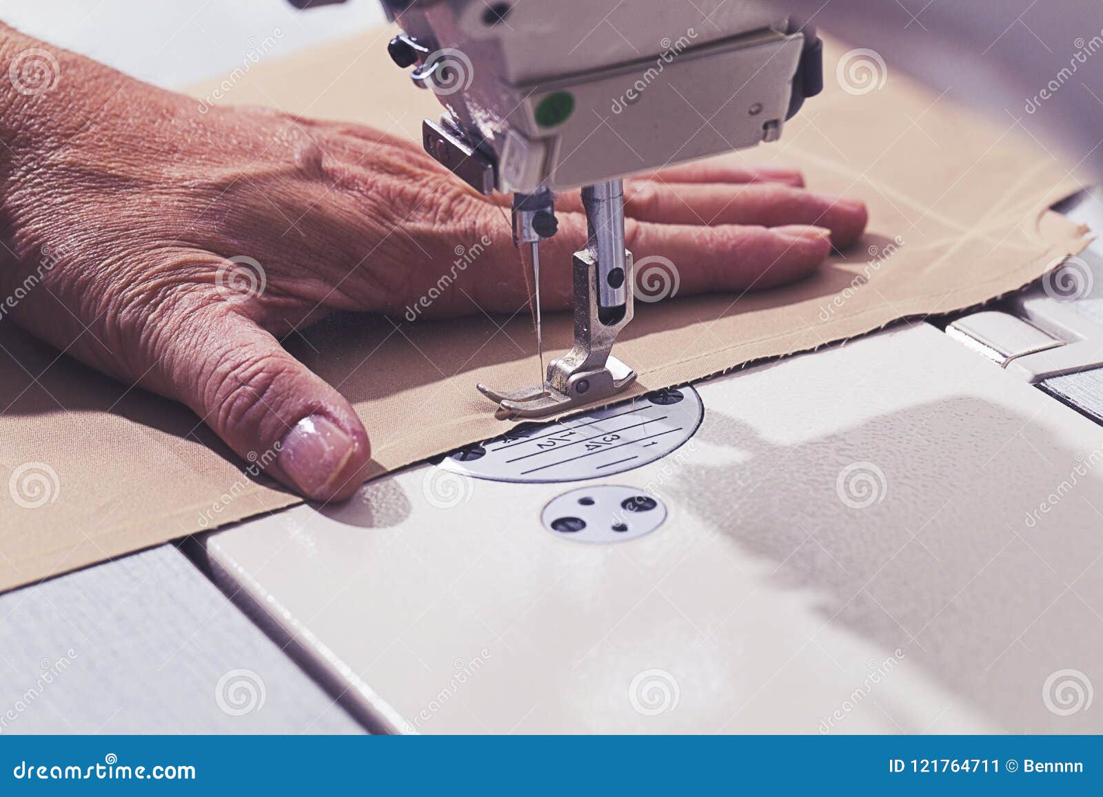 The Sewing Machine and Human Hand Stock Image Image of manufacturing