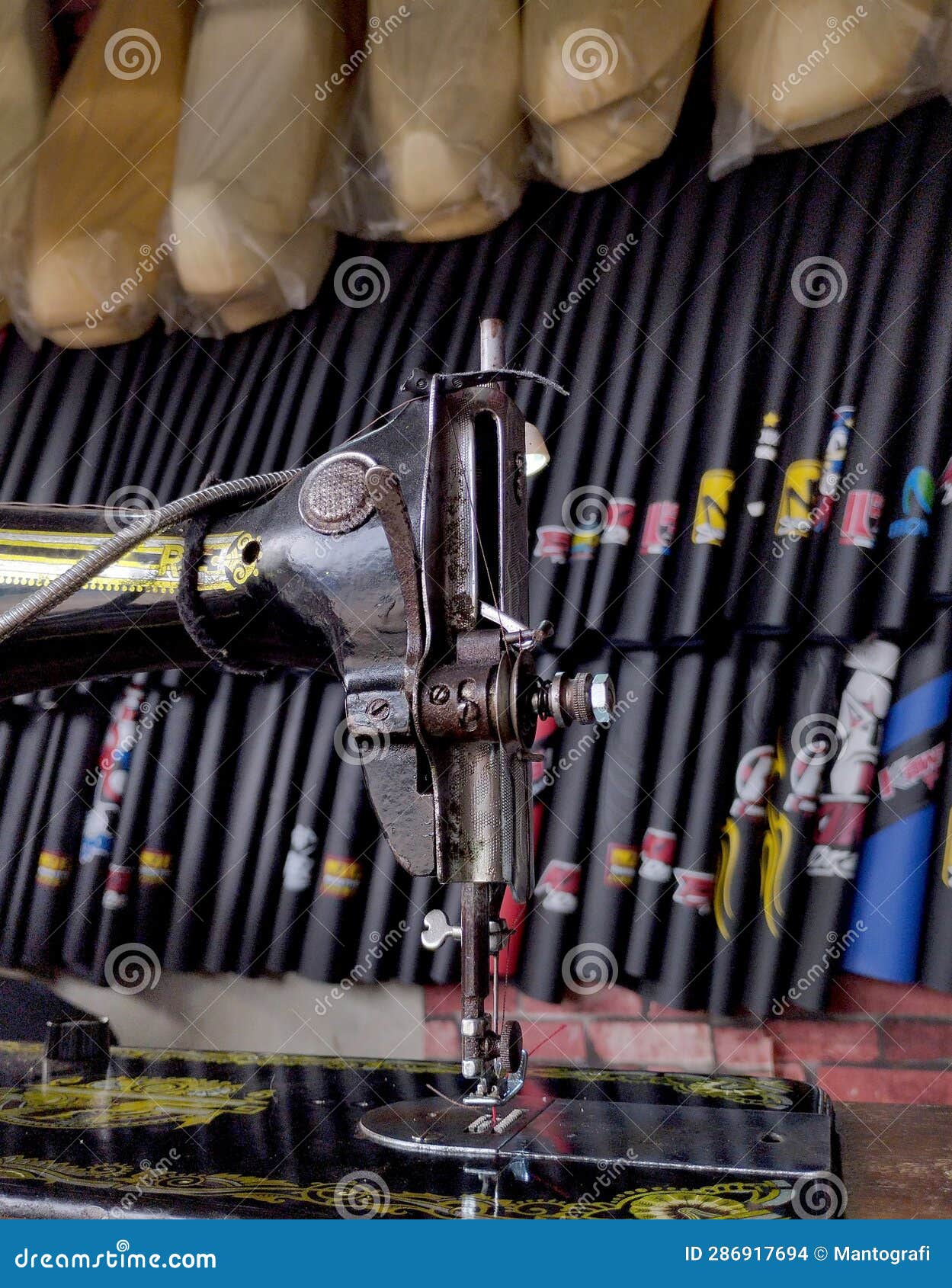 Sewing Machine from a Motorcycle Upholstery Repairman Stock Photo
