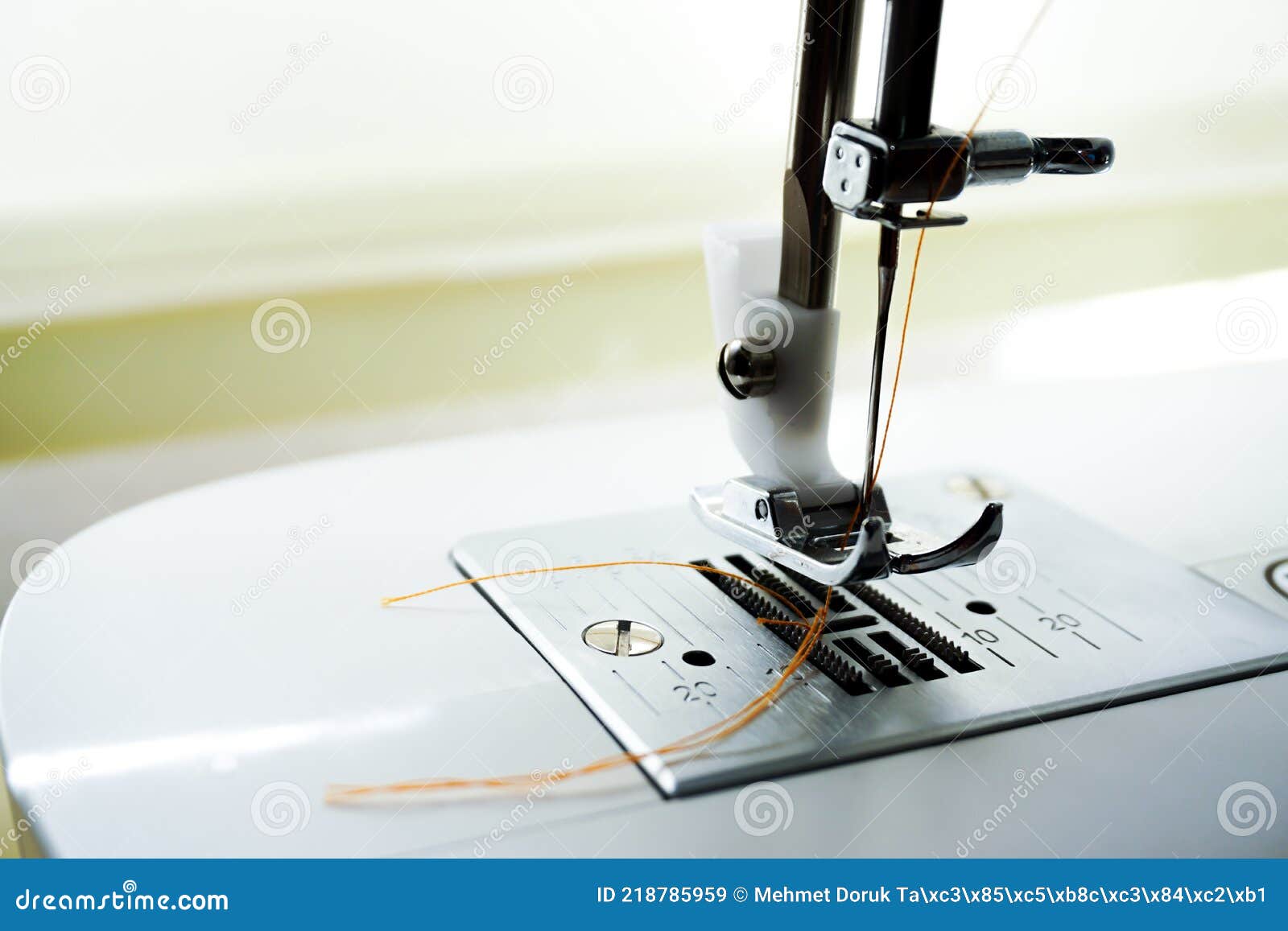 Sewing Machine Needle Bobbin and Stitch Settings Details Close Up View Stock Image Image of
