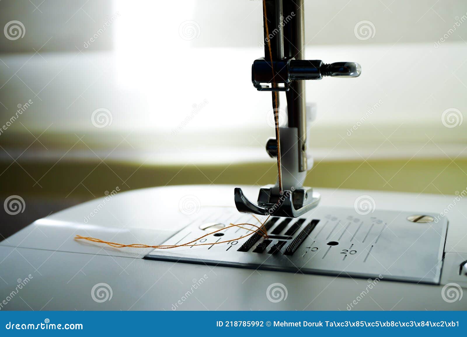 Sewing Machine Needle Bobbin and Stitch Settings Details Close Up View Stock Photo Image of