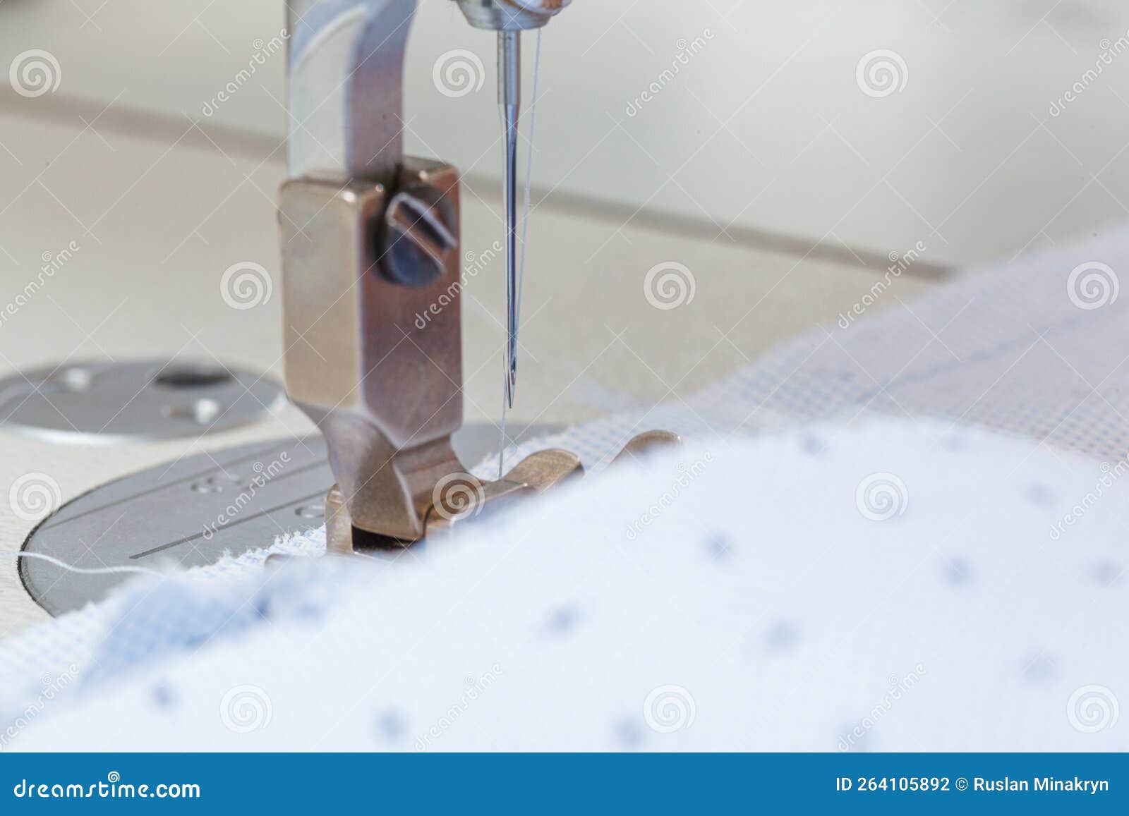 Sewing Machine Needle with Thread and Fabric Stock Photo Image of equipment, hobbies 264105892