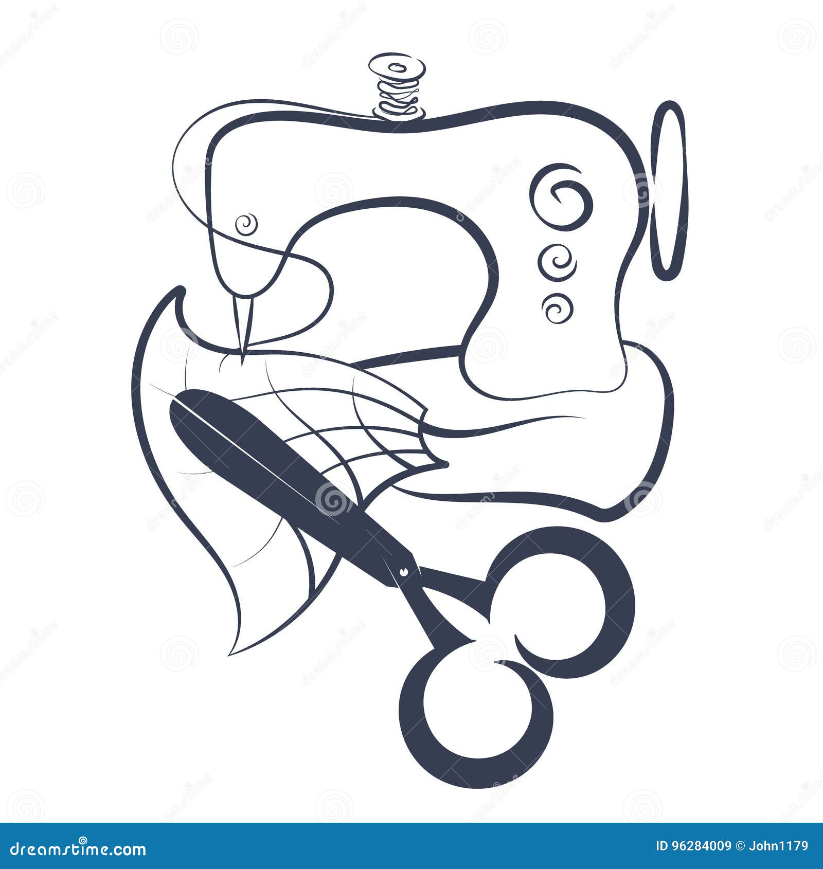 Sewing Machine and Scissors Silhouette Stock Illustration ...