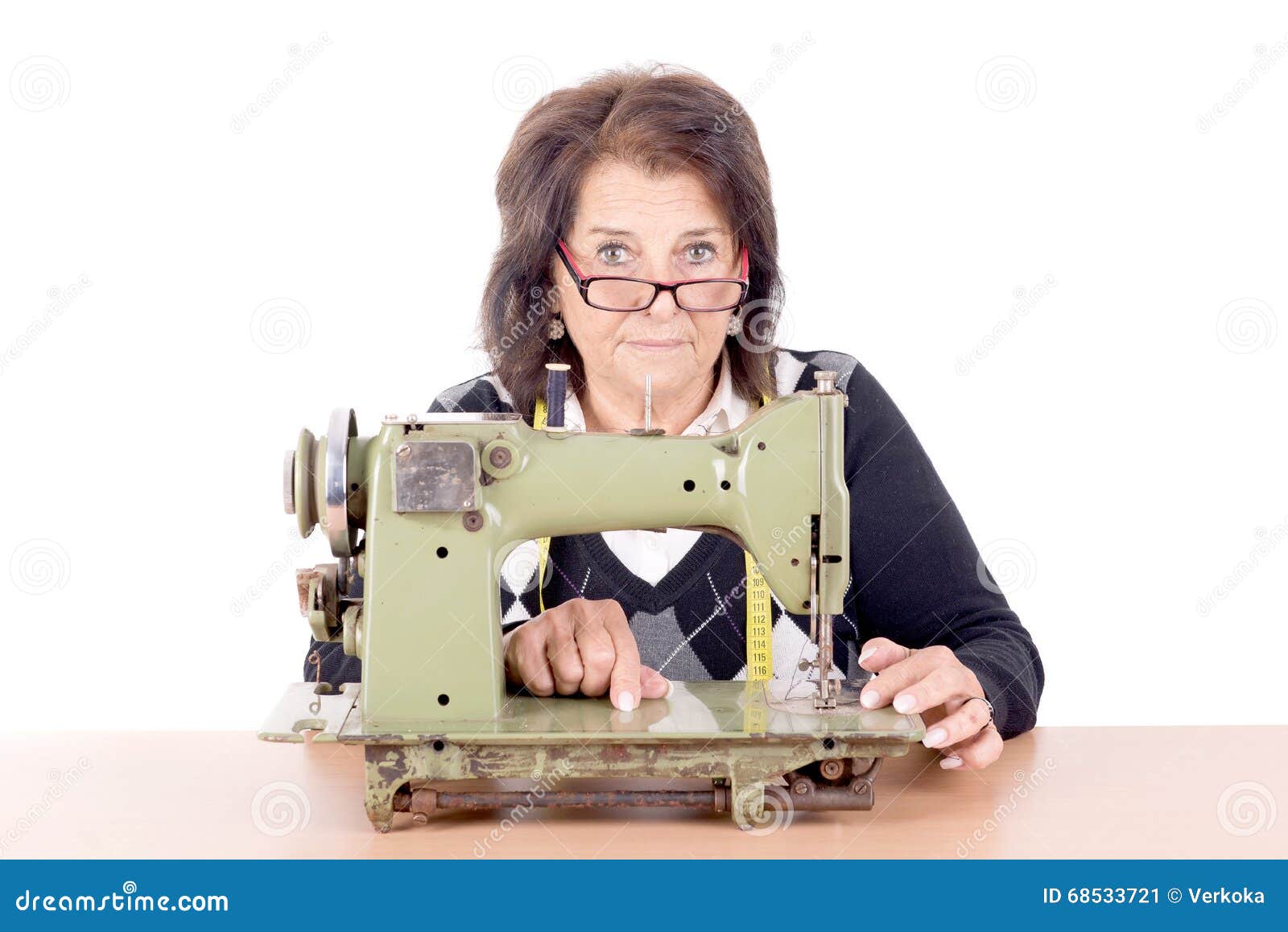 Sewing machine stock image. Image of elderly, adult, expression 68533721