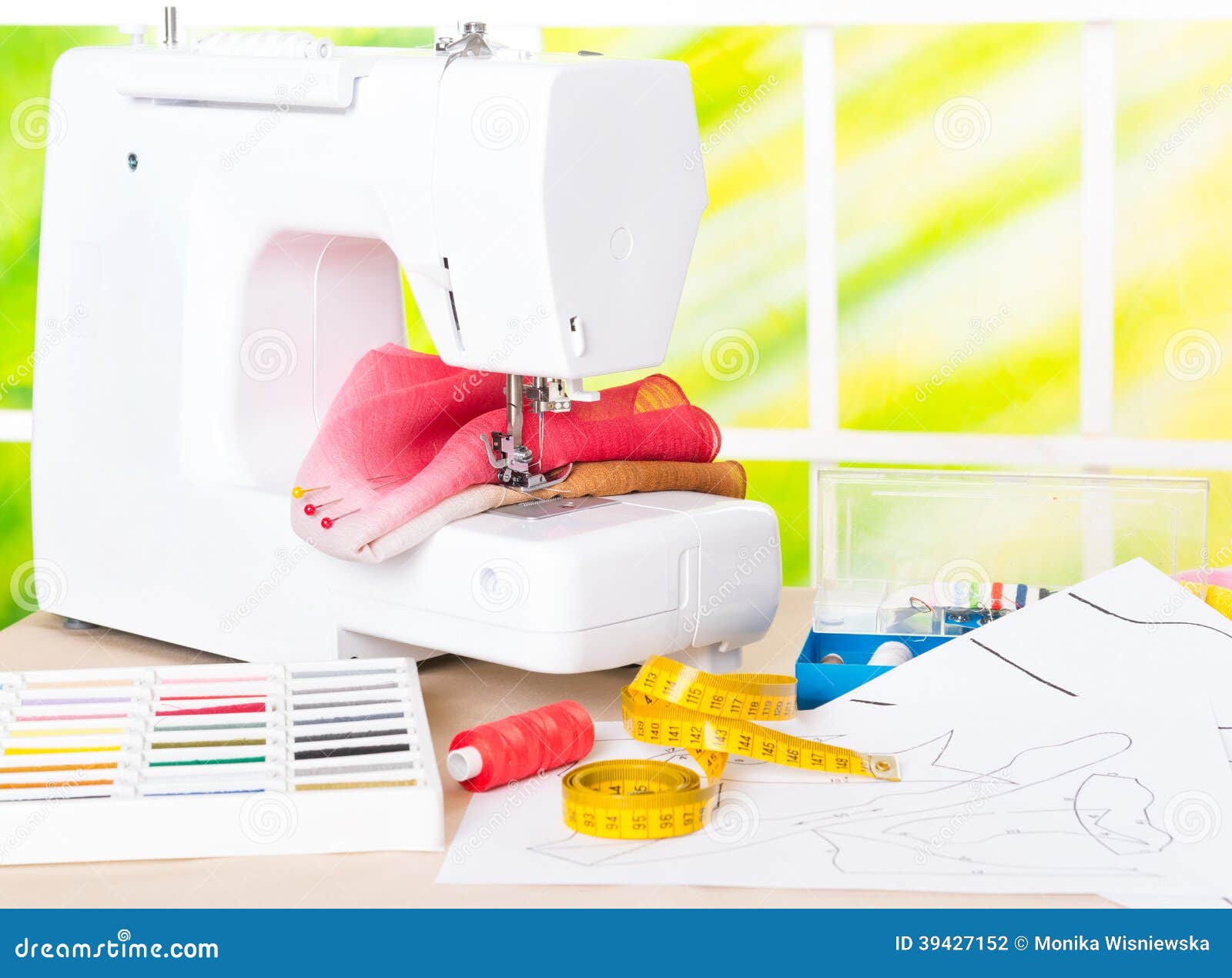 Sewing Machine and Sewing Accessories Stock Photo Image of cloth