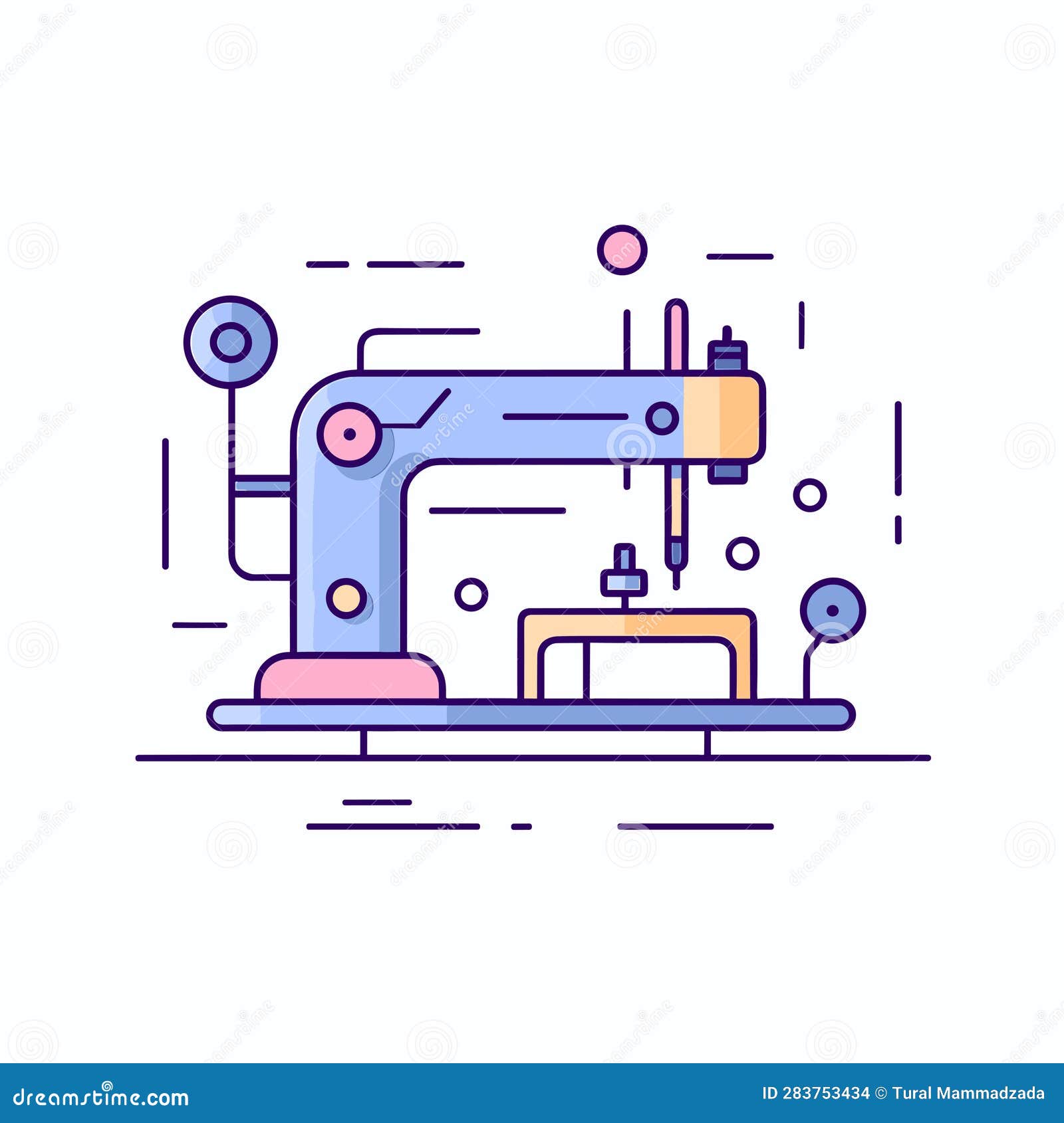 Vector a Sewing Machine with a Needle Ready for Stitching Stock Vector