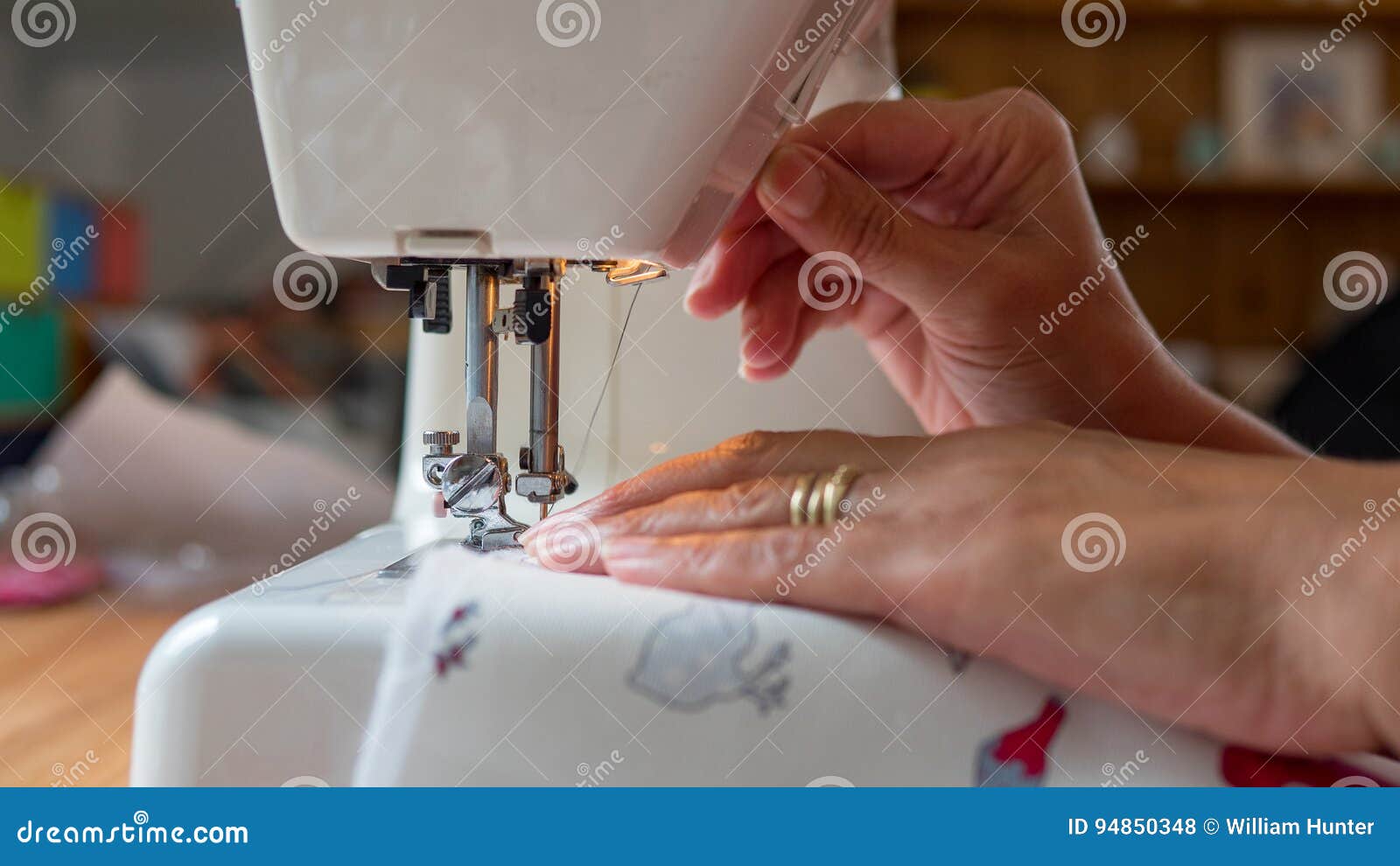 Sewing Machine Stitching Fabic Stock Photo Image of hobby
