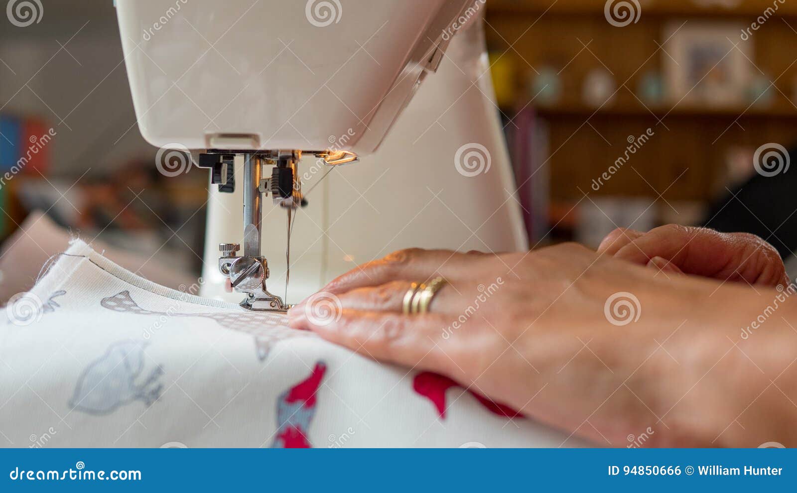 Sewing Machine Stitching Fabic Stock Photo Image of dressmaker