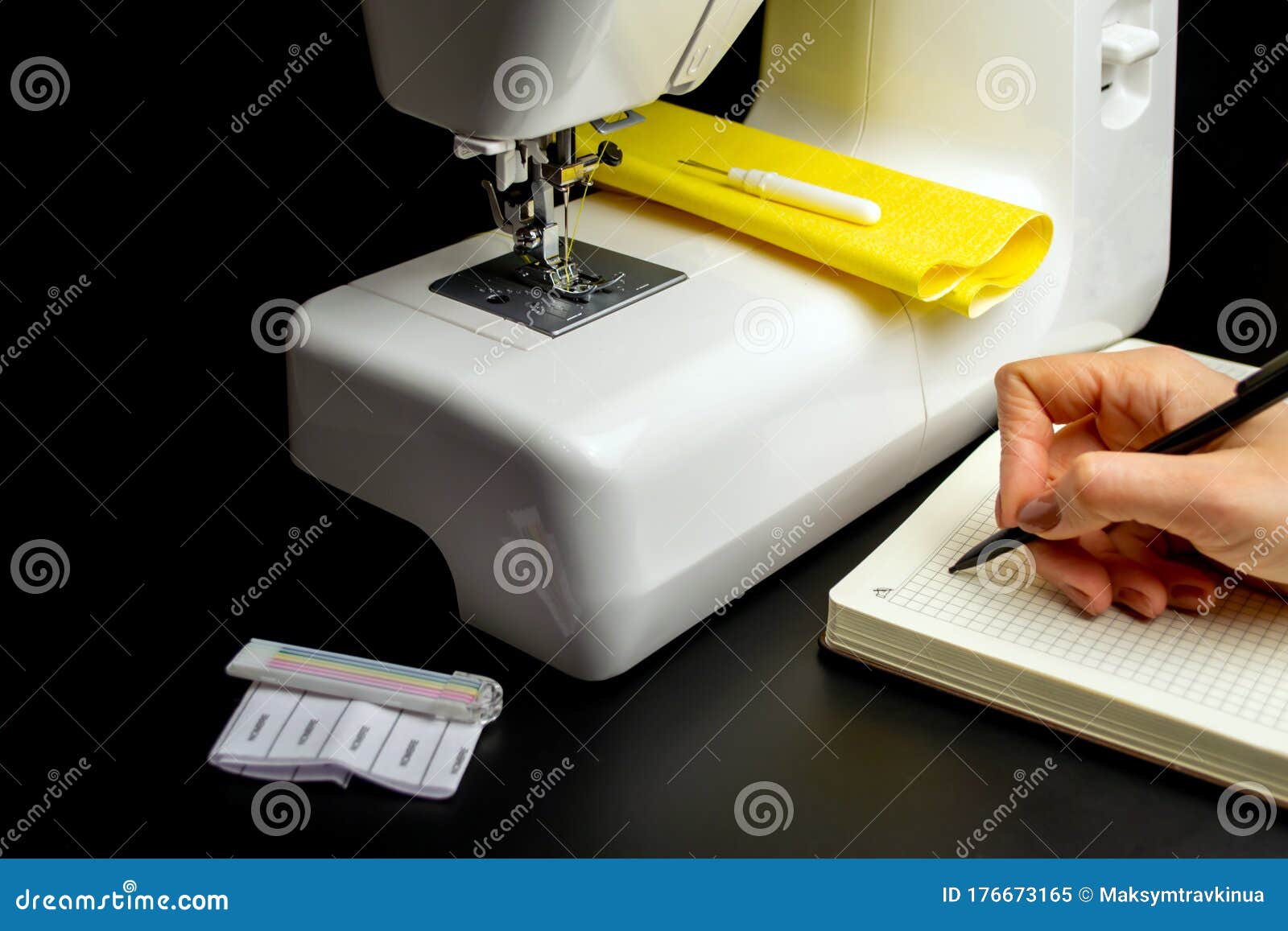 Sewing Machine, Sewing Supplies Stock Image Image of hand, garment