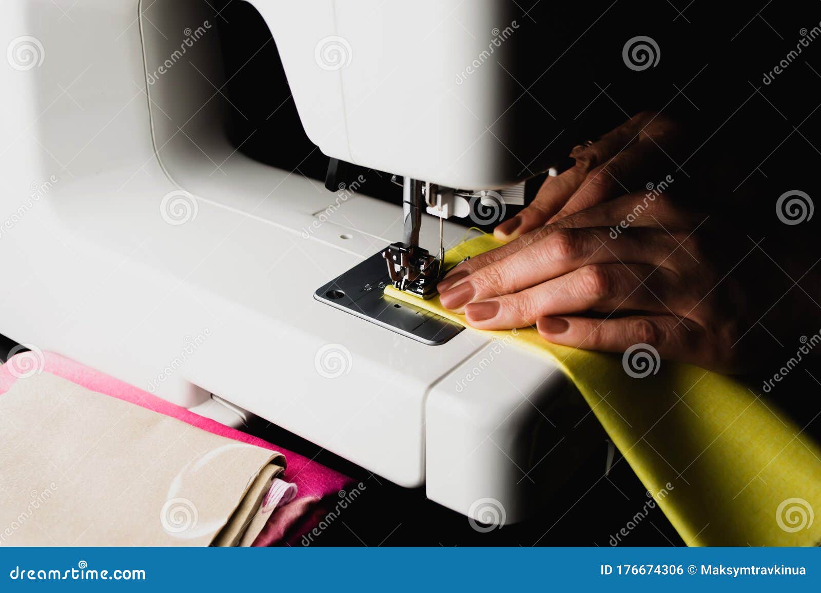 Sewing Machine, Sewing Supplies Stock Photo Image of clothing, hand 176674306