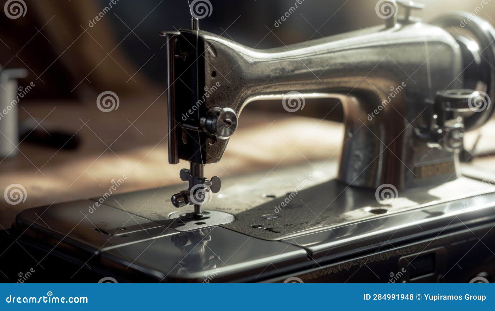 Sewing Machine, Textile Industry, Garment Manufacturing, Creativity Generated by AI Stock Photo