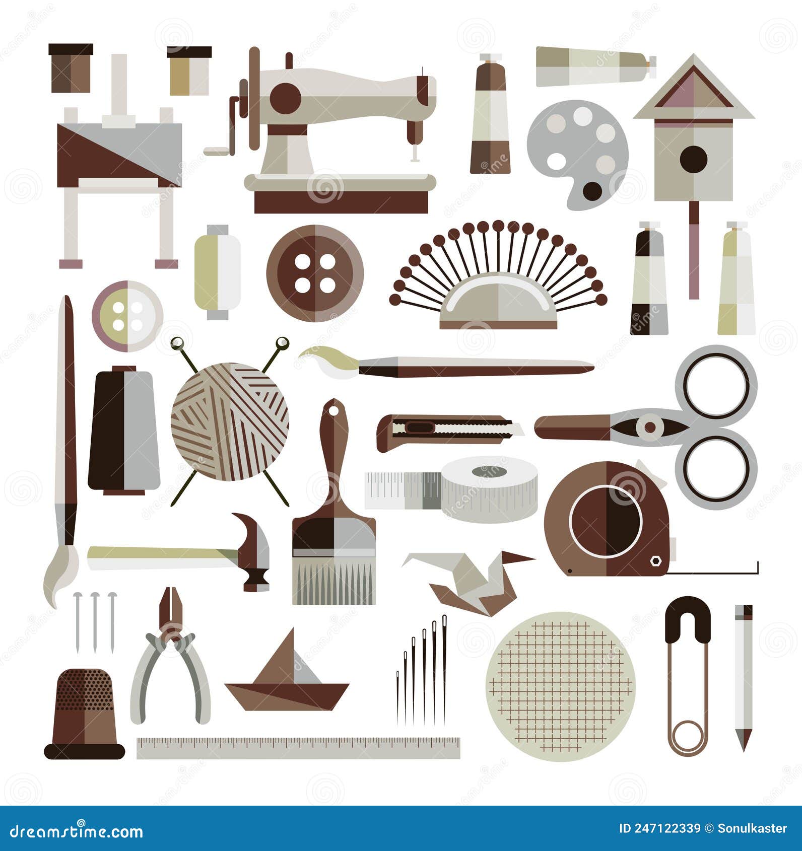 Sewing Machine and Thread, Hobby or Occupation Stock Vector