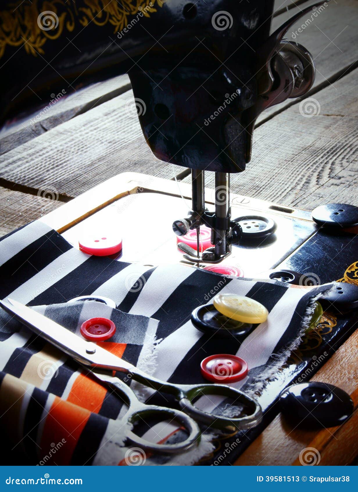 The Sewing Machine and Tools. Stock Image Image of bobbin, black