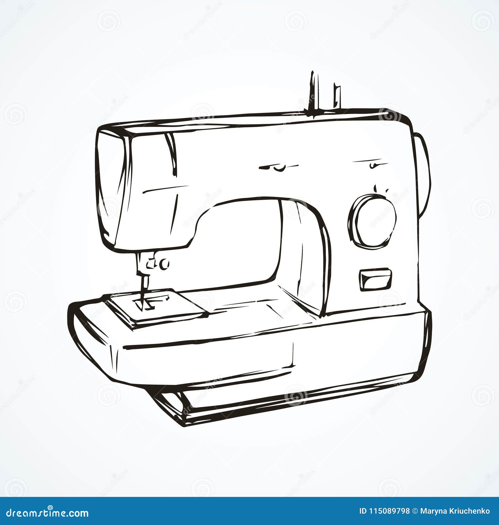 Sewing Machine. Vector Drawing Stock Vector - Illustration of icon