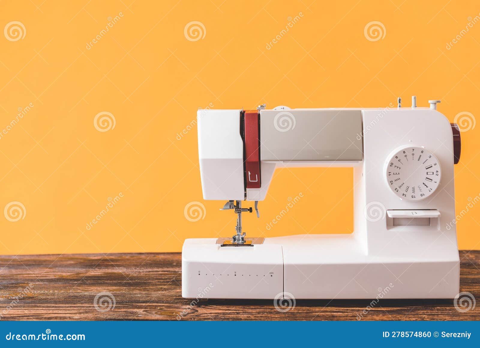 Sewing Machine on Wooden Table Stock Photo Image of cloth, profession