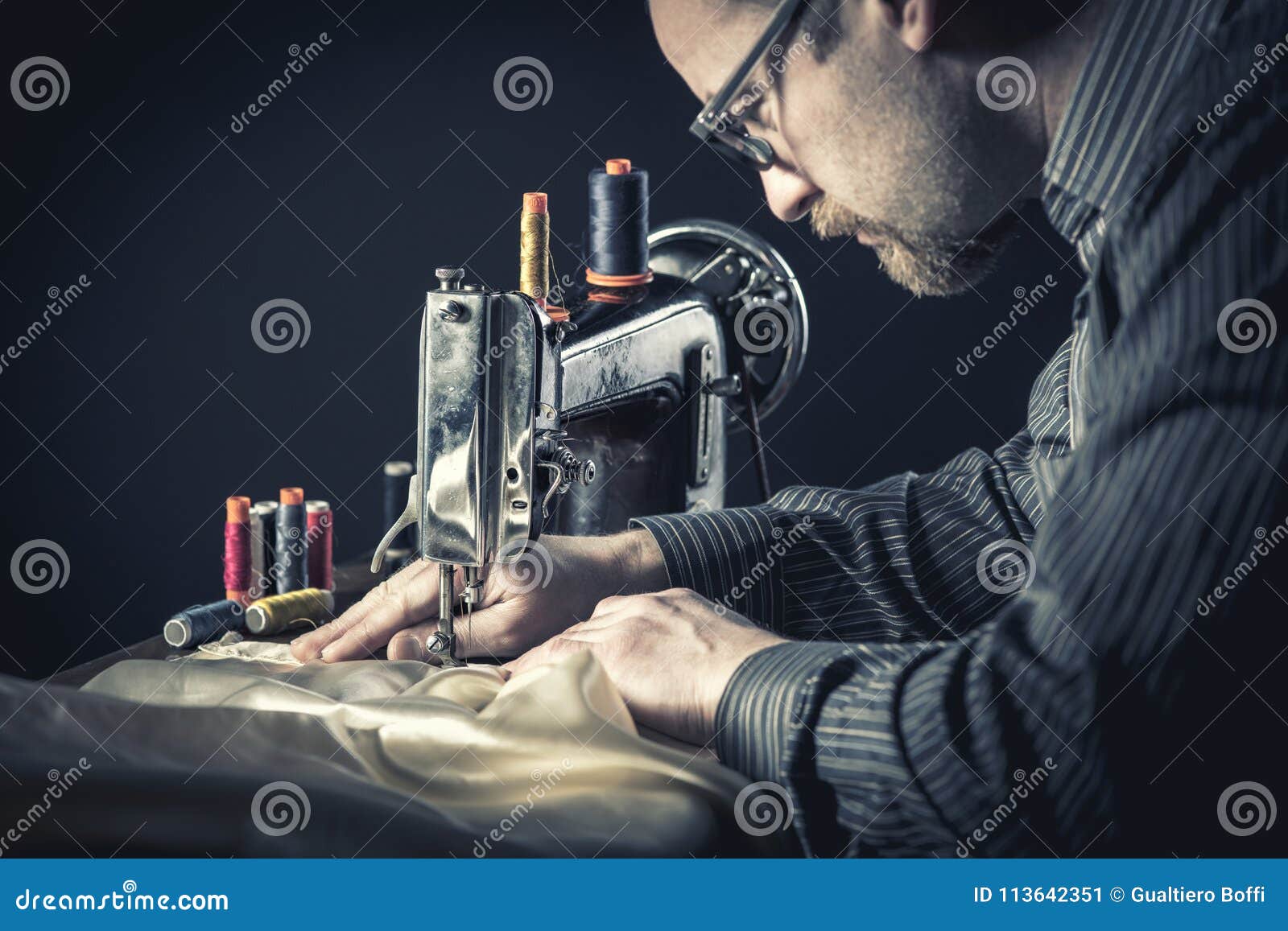 Sewing machine worker stock image. Image of portrait 113642351