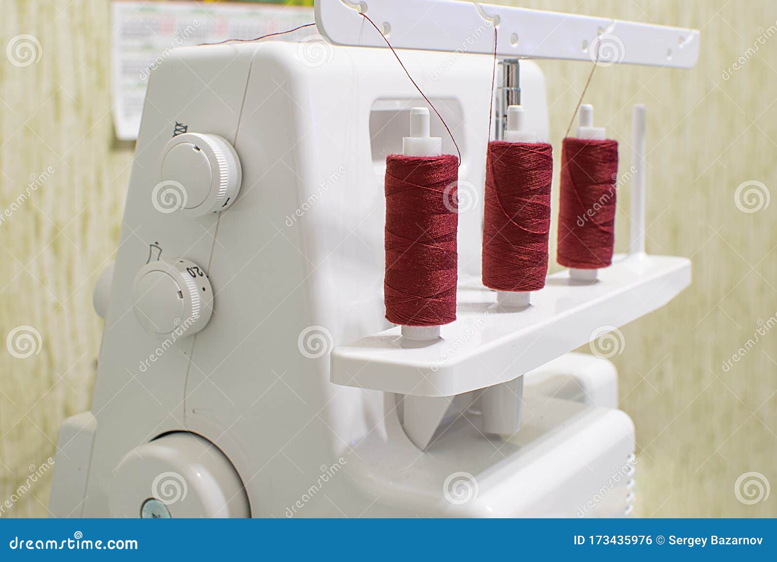 Sewing Machine for Wrapping Sections of Textile Materials Stock Photo