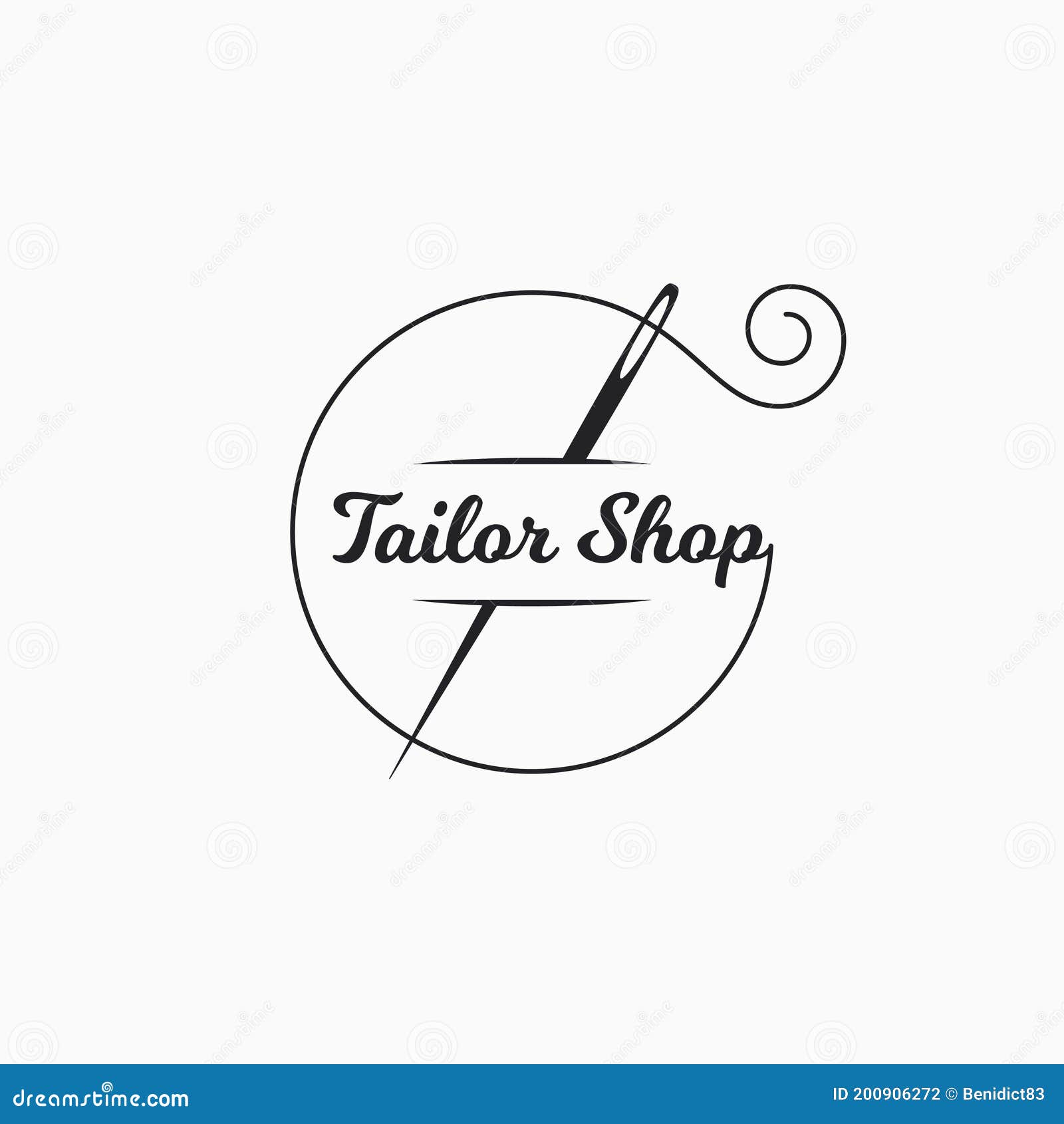 sewing needle logo. tailor shop with thread