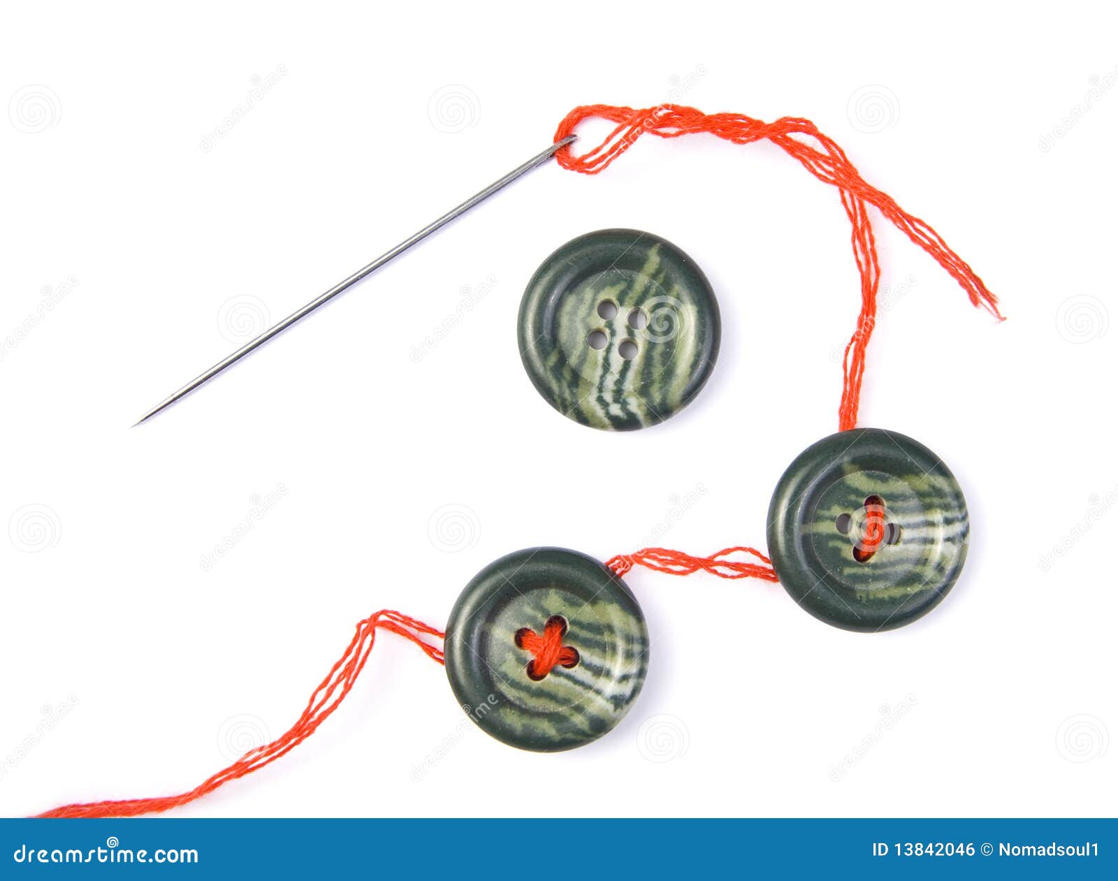Sewing Needle With Thread And Buttons Stock Photo Image of