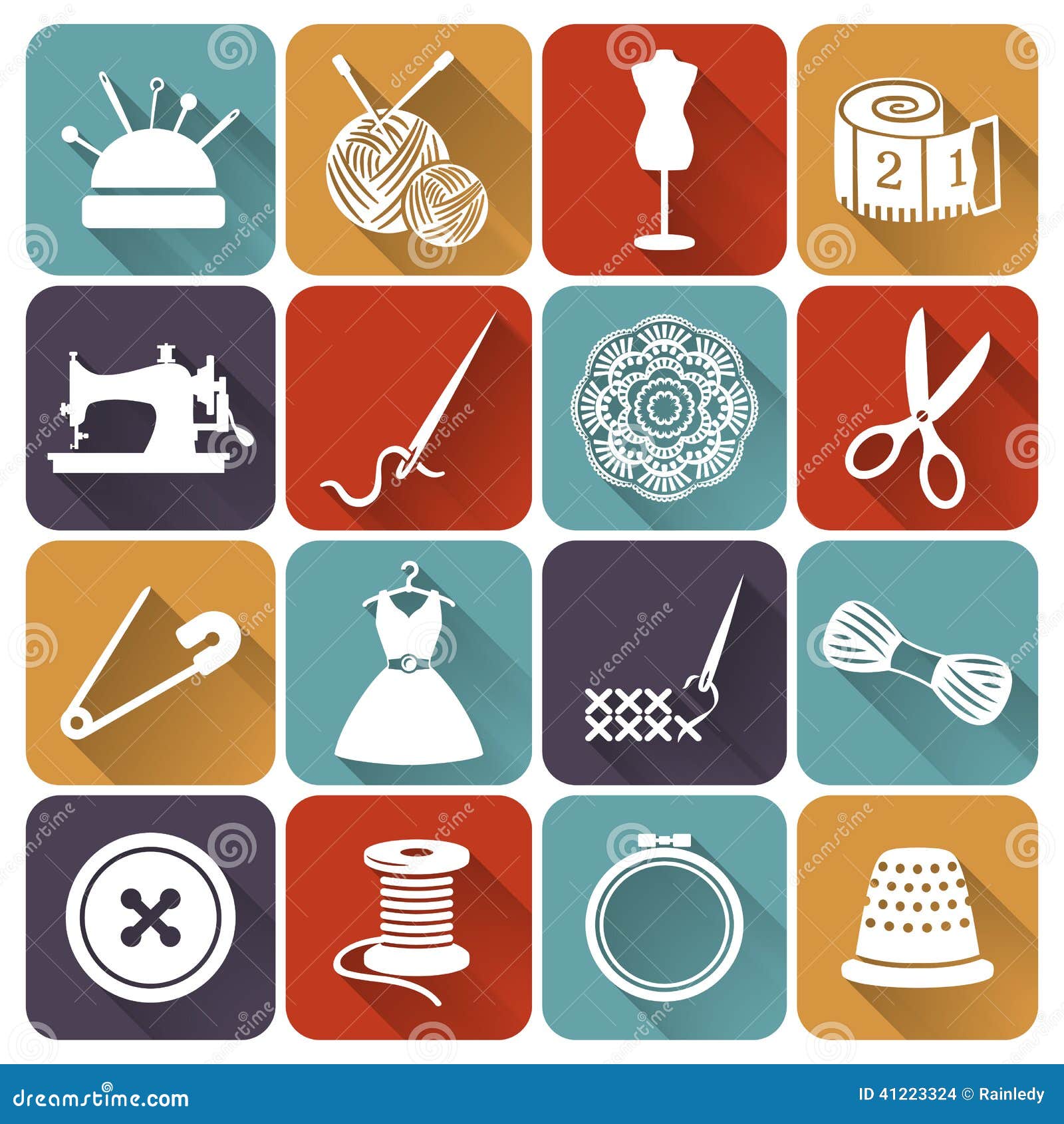 equipment office icon Vector And Set. Sewing Flat Needlework Stock Icons. Vector