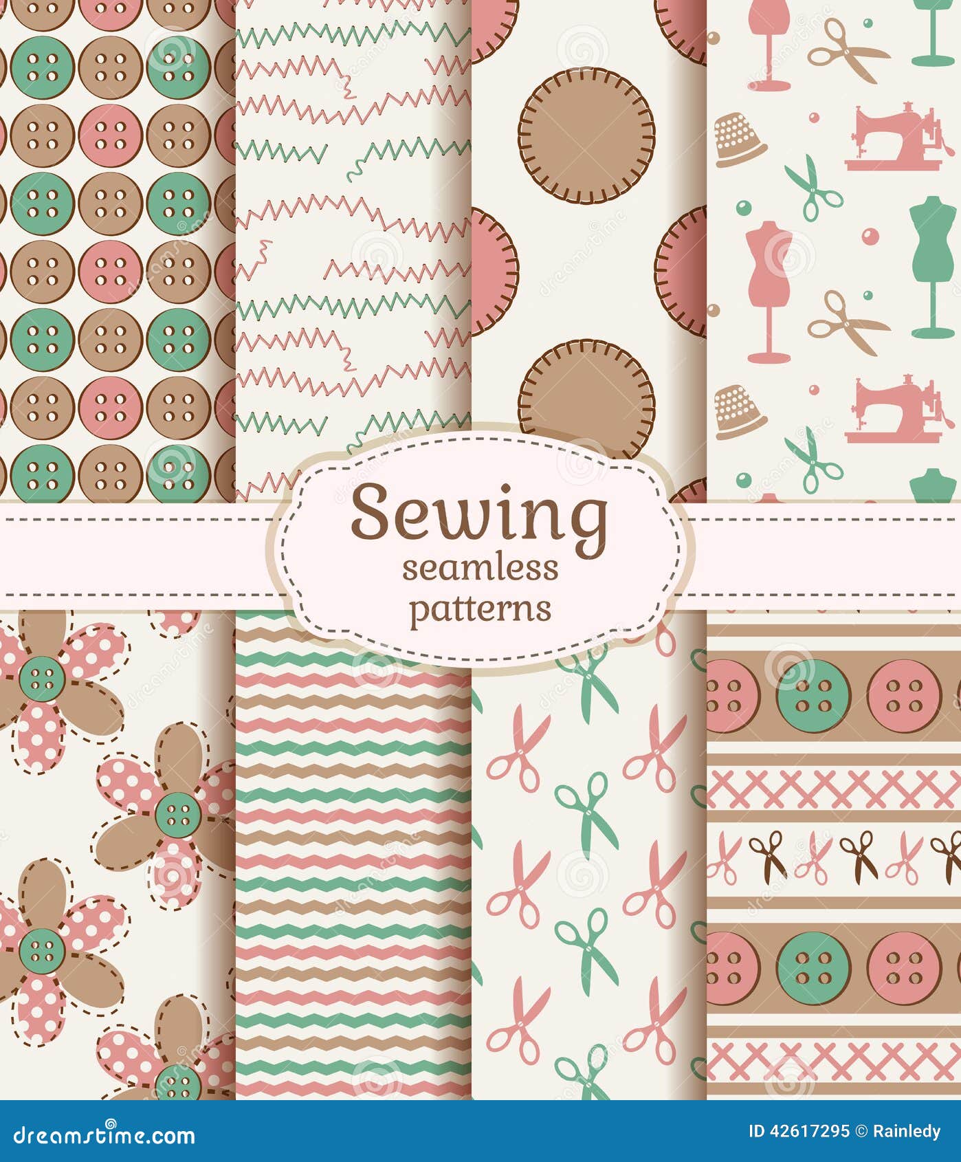 Vector Background With Sewing Patterns Stock Illustration