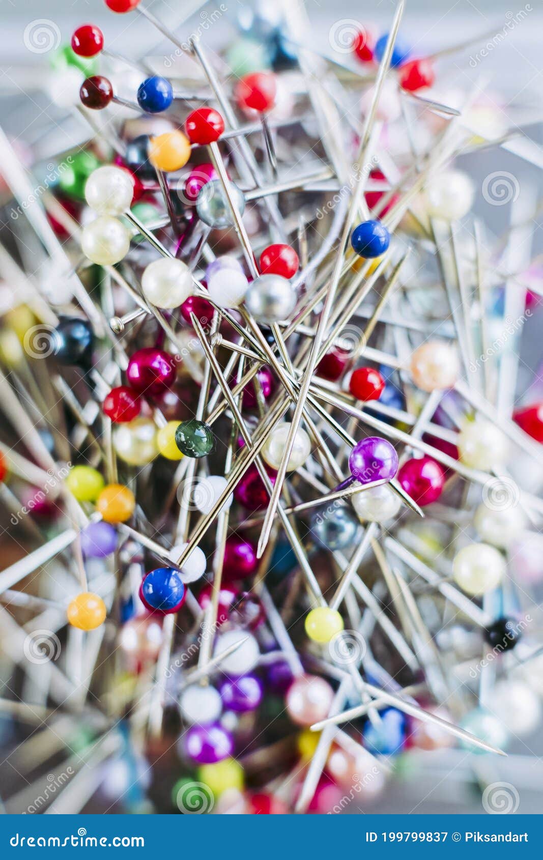 Sewing Pins with Colored Round Head Stock Image Image of thumbtack