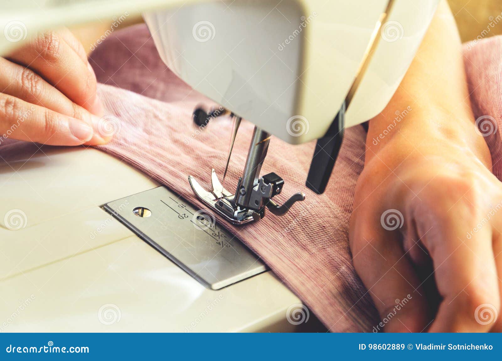 Sewing Process on the Sewing Machine Stock Image Image of clothing, stitch 98602889