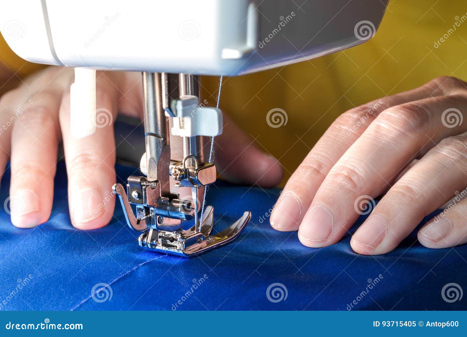 Sewing process, front view stock image. Image of material - 93715405