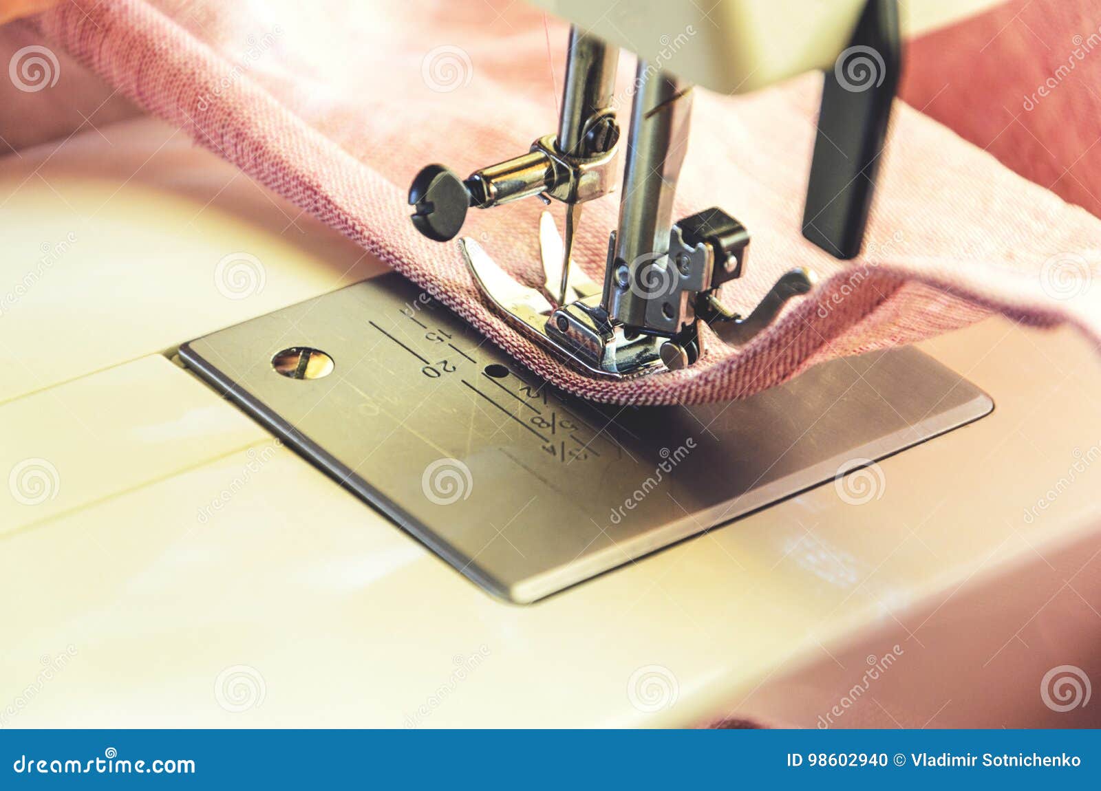 Sewing Process on the Sewing Machine Stock Photo Image of closeup